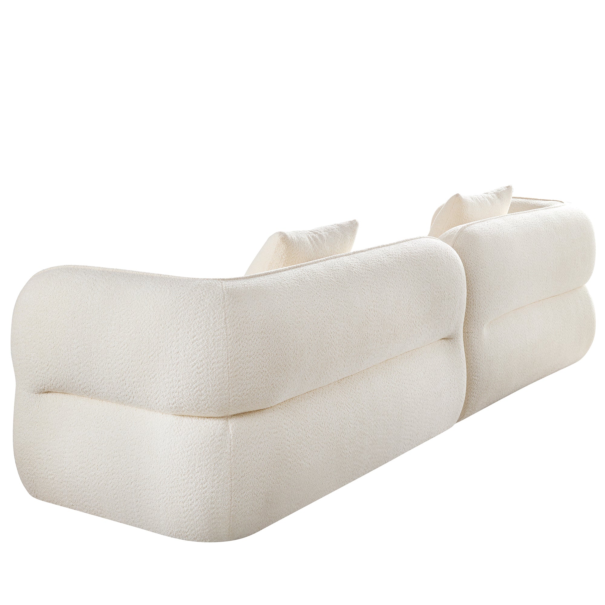 White sectional sofa, durable fabric, solid wood frame, high density sponge filler