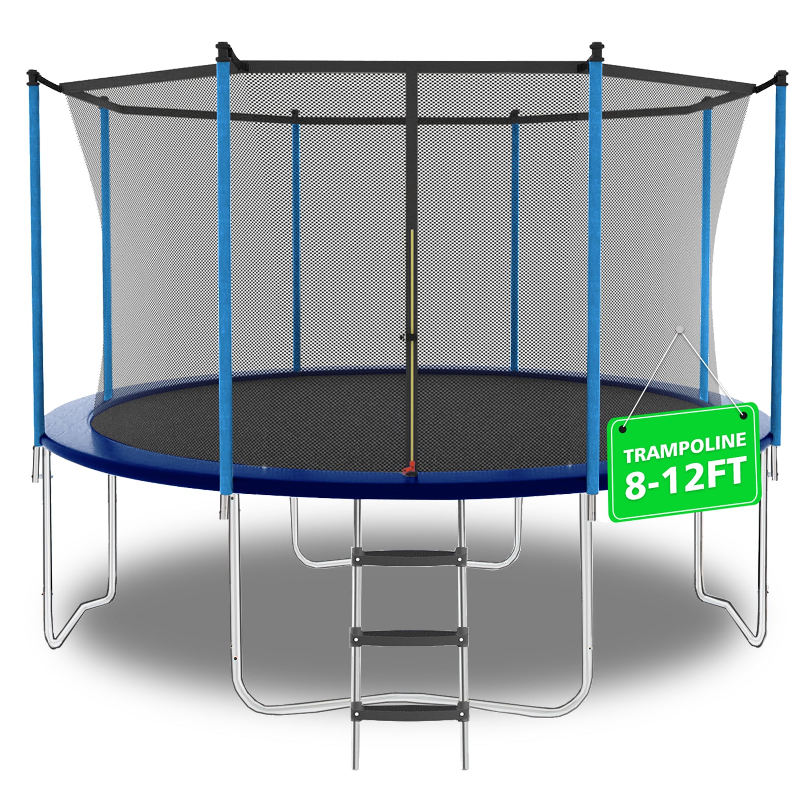 8ft Blue Outdoor Toddler Trampoline with Enclosure Safety Net Jumping Fun Trampoline, heavy-duty jump pads, spring-loaded for children and adults,  Gifts for Boys/Girls