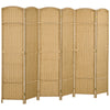 HOMCOM Room Divider, 6 Panel Folding Privacy Screen, 5.6' Tall Freestanding Wall Partition for Home Office, Bedroom, Nature Wood