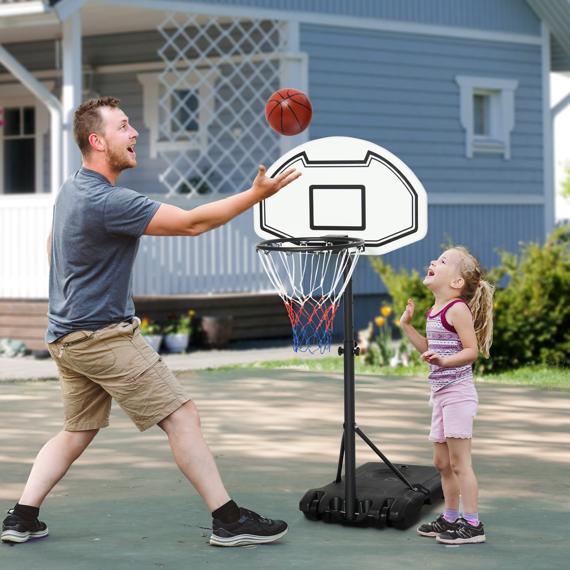 Aosom Poolside Basketball Hoop Stand Portable Basketball System Goal,  Adjustable Height 3'-4', 30" Backboard