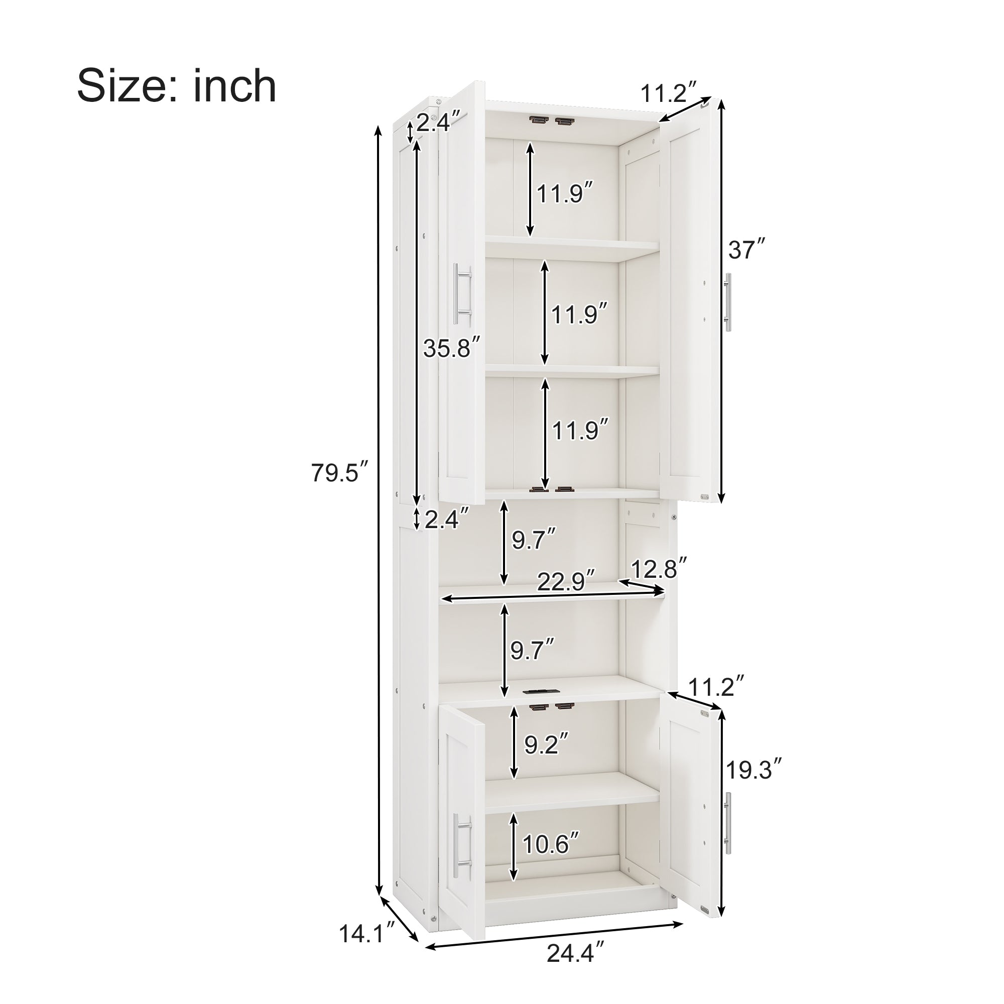 Queen Size Murphy Bed with 1 Side Cabinet Storage Shelf, 68-inch Cabinet Bed Folding Wall Bed with Desk Combo Perfect for Guest Room, Study, Office,White(old sku:BS300192AAC)