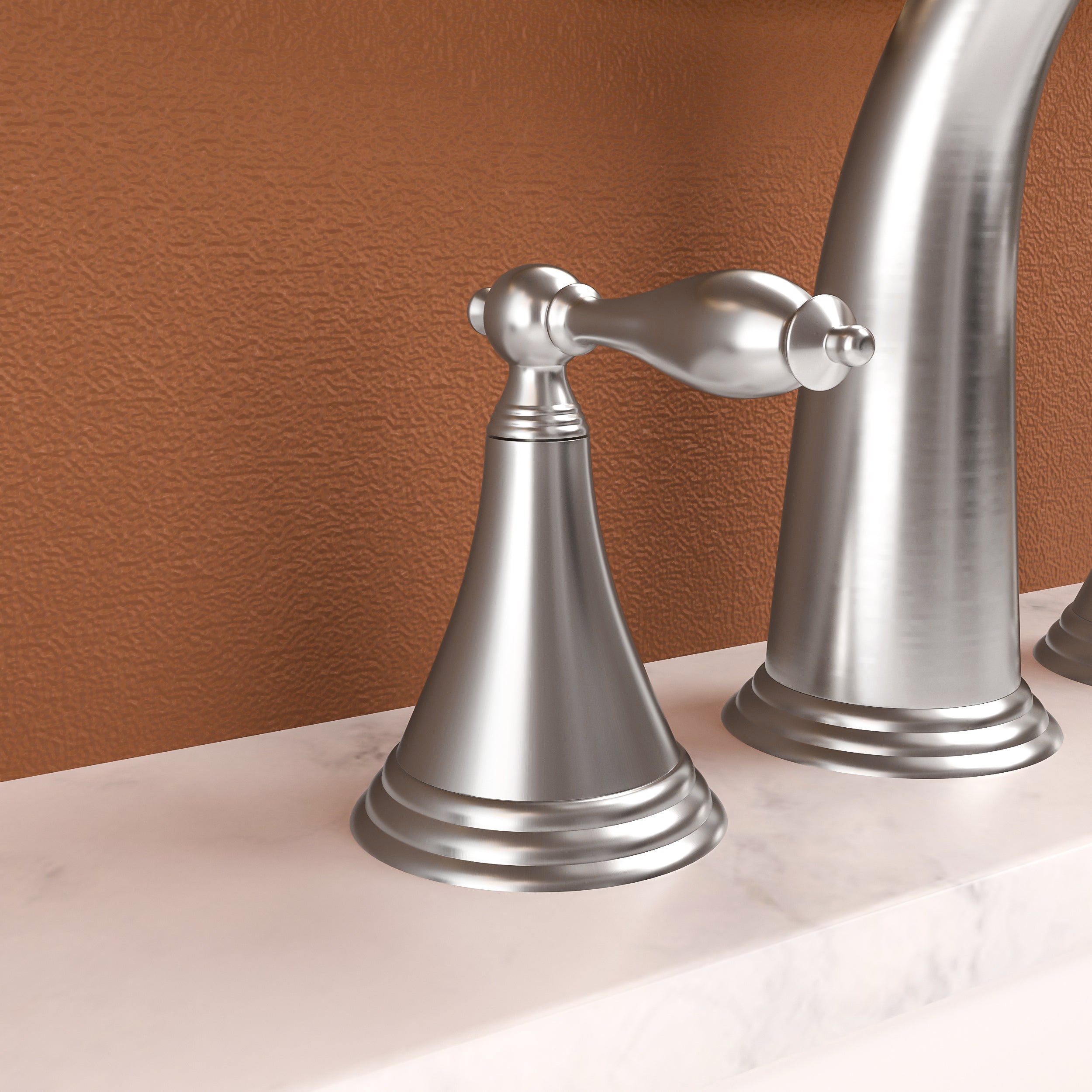 2 Handle Widespread Bathroom Faucet 3 Hole, with Pop Up Drain and 2 Water Supply Lines, Brushed Nickel