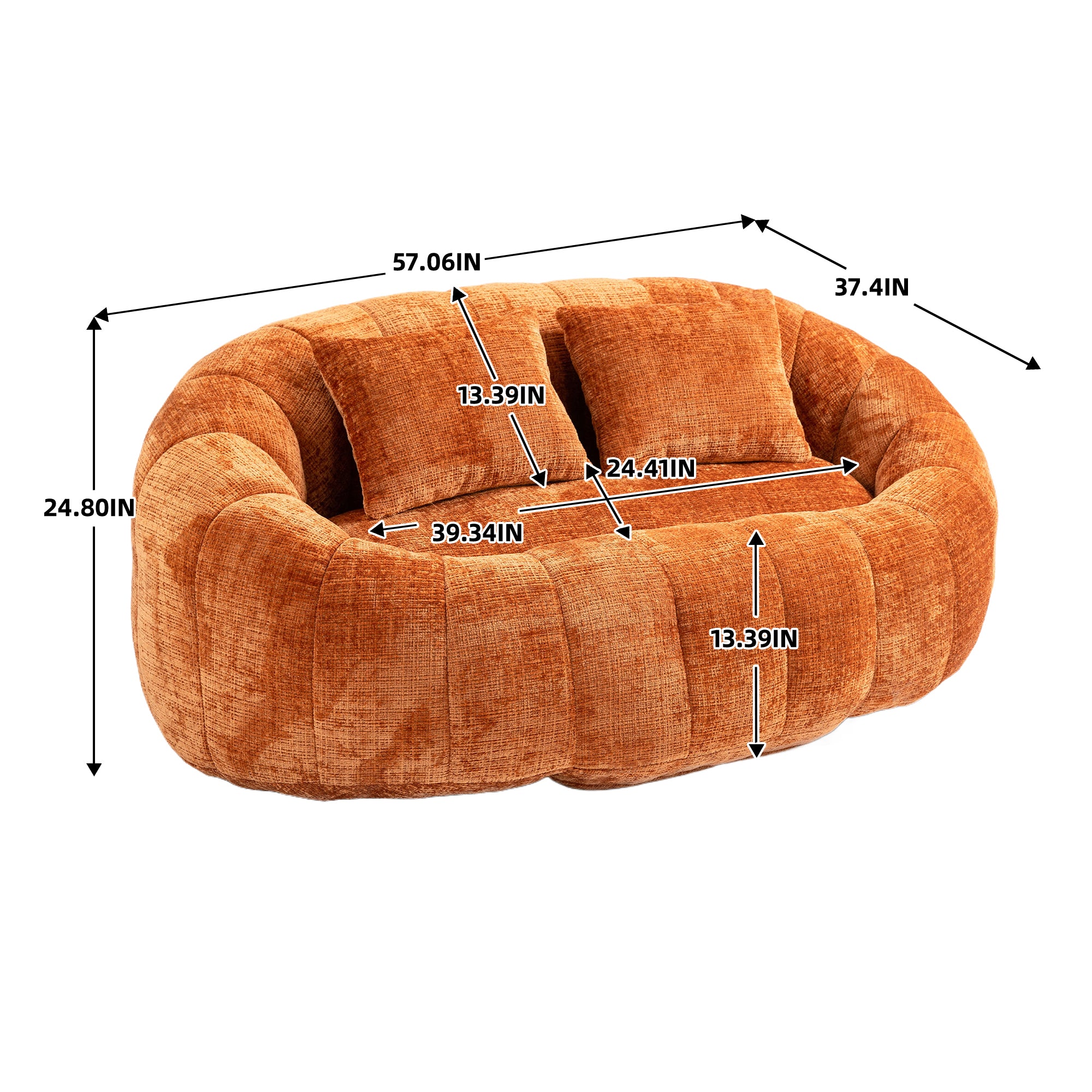 COOLMORE Bean Bag sofa Lazy Sofa Durable Comfort Lounger High Back Bean Bag Chair Couch for Adults and Kids, Indoor & Outdoor, Accent Floor Soft Lounge Chair  (Orange chenille)