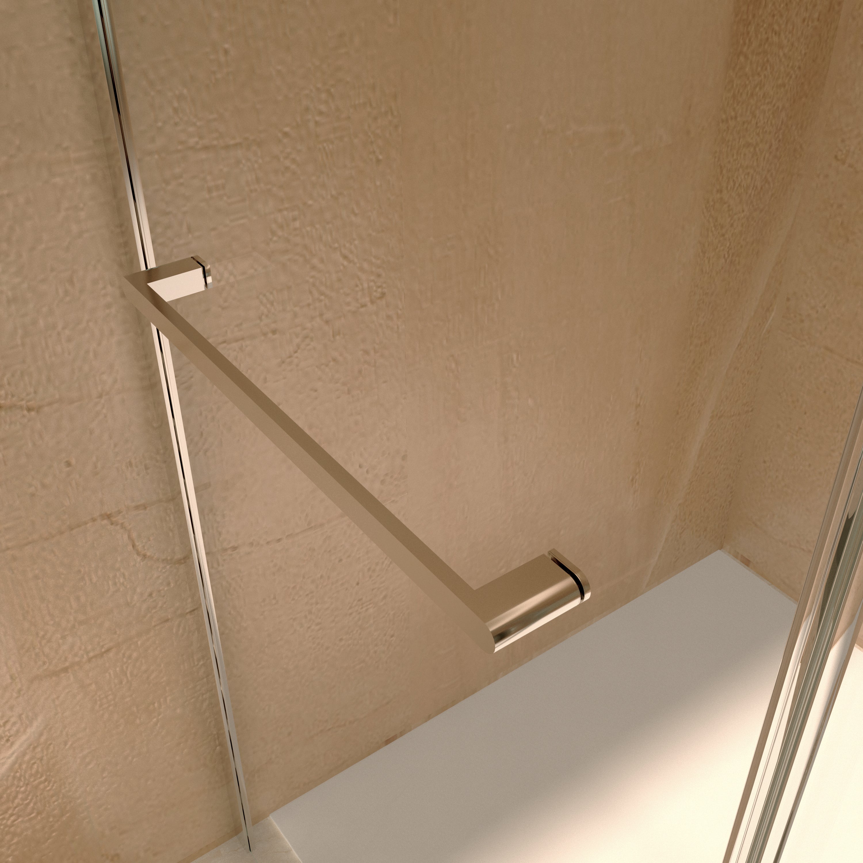 S-RM6076TC 56-60"W x 76"H Sliding Shower Door, Frameless Glass Shower Door with Chrome Hardware, Towel Bar and Handle