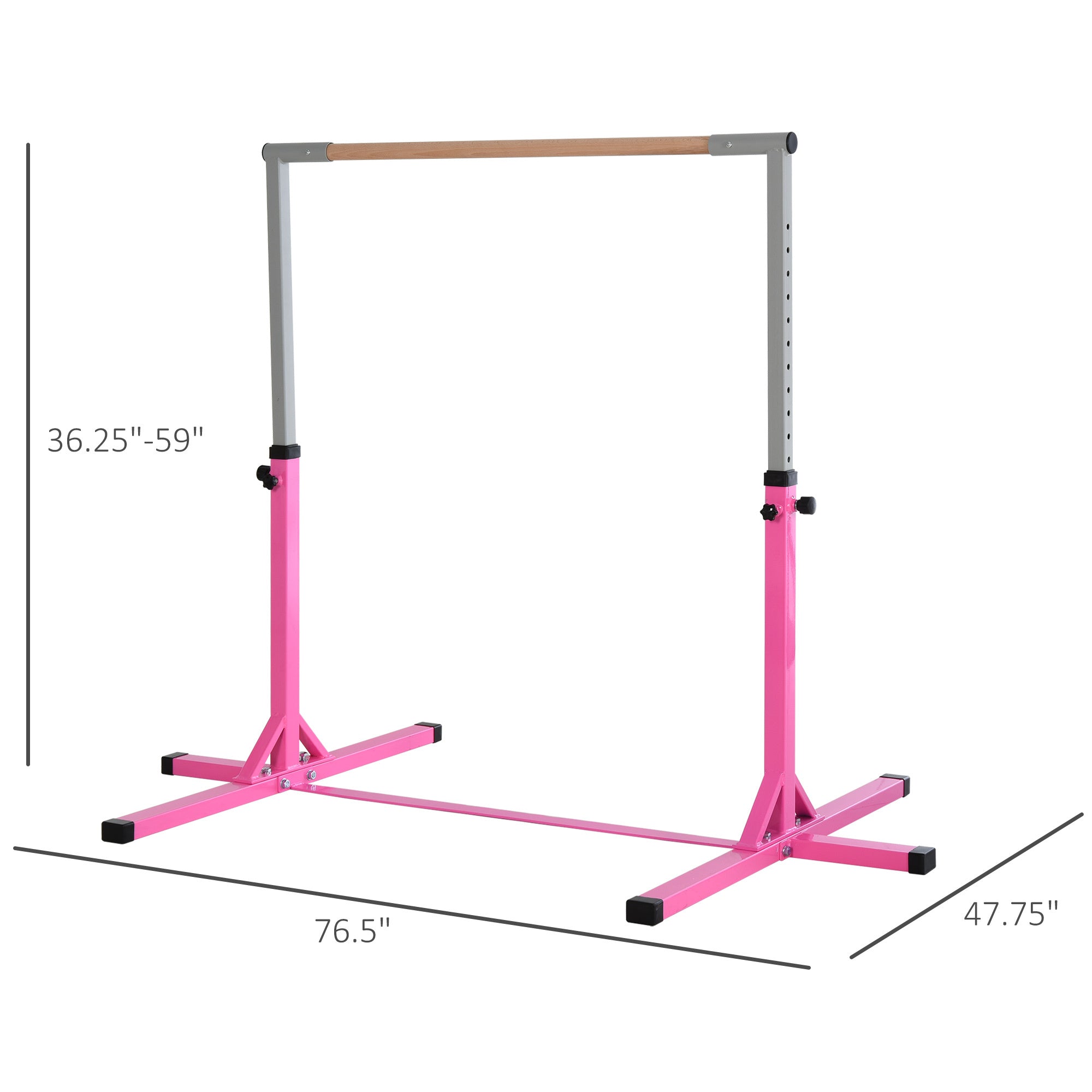 Soozier Gymnastics Bar for Kids, Adjustable Height Gym Bar, Junior Training Kip Bar for Home, Built for kids 3+ Years, Pink