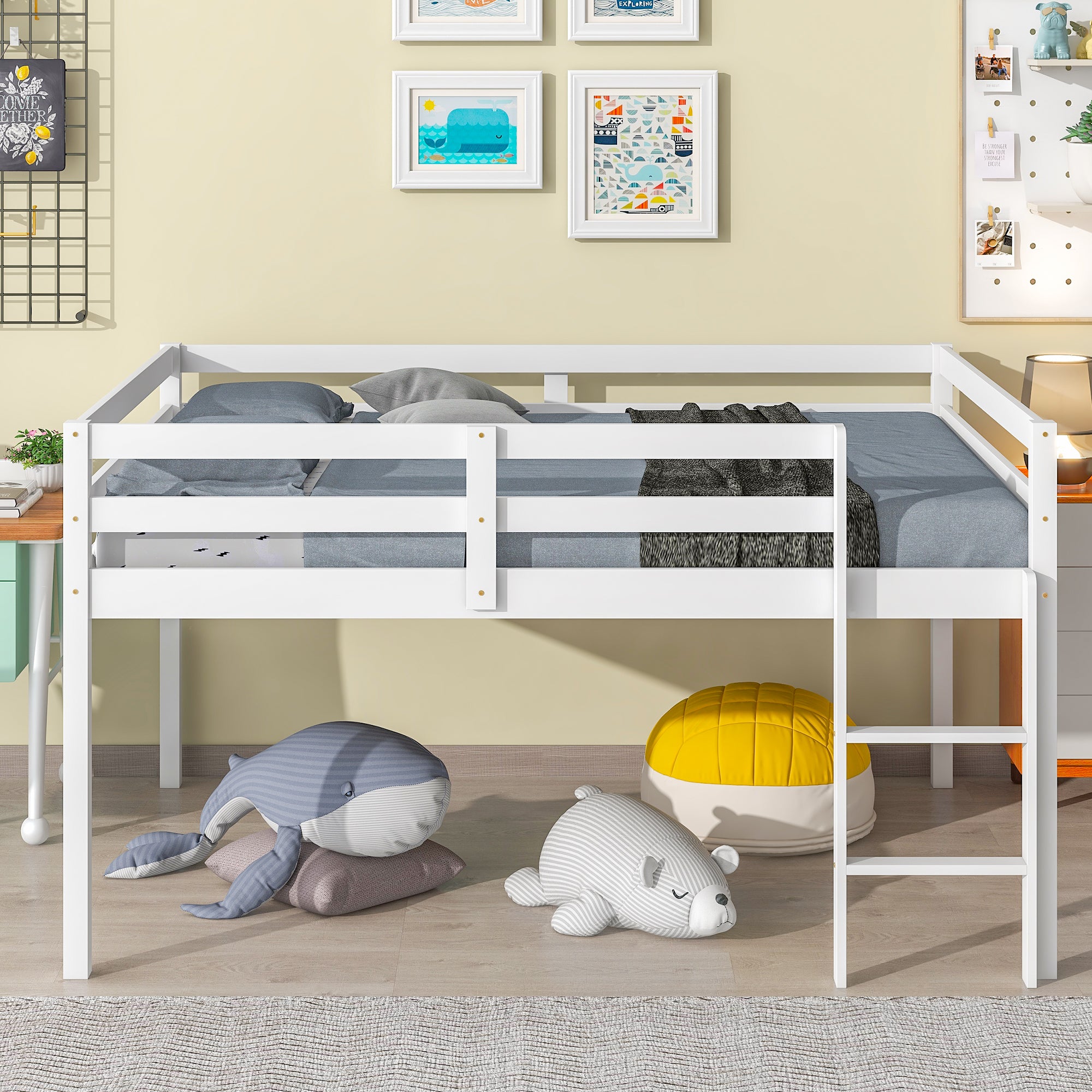 Full Loft Bed,White