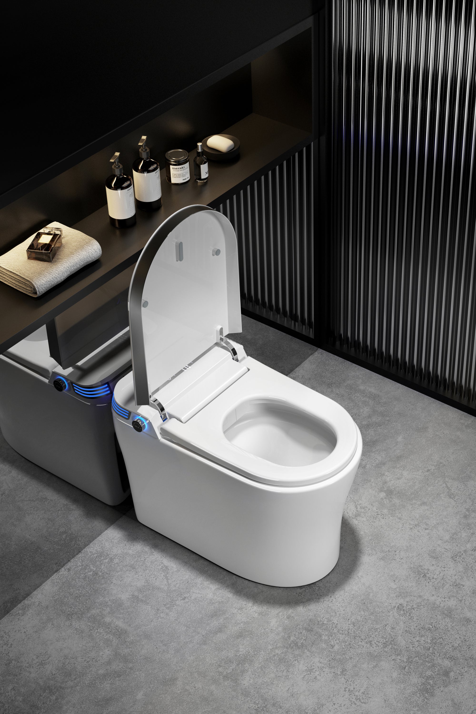 Modern Smart Bidet Toilet with LED Light, Heated Seat, Automatic Flush Tankless