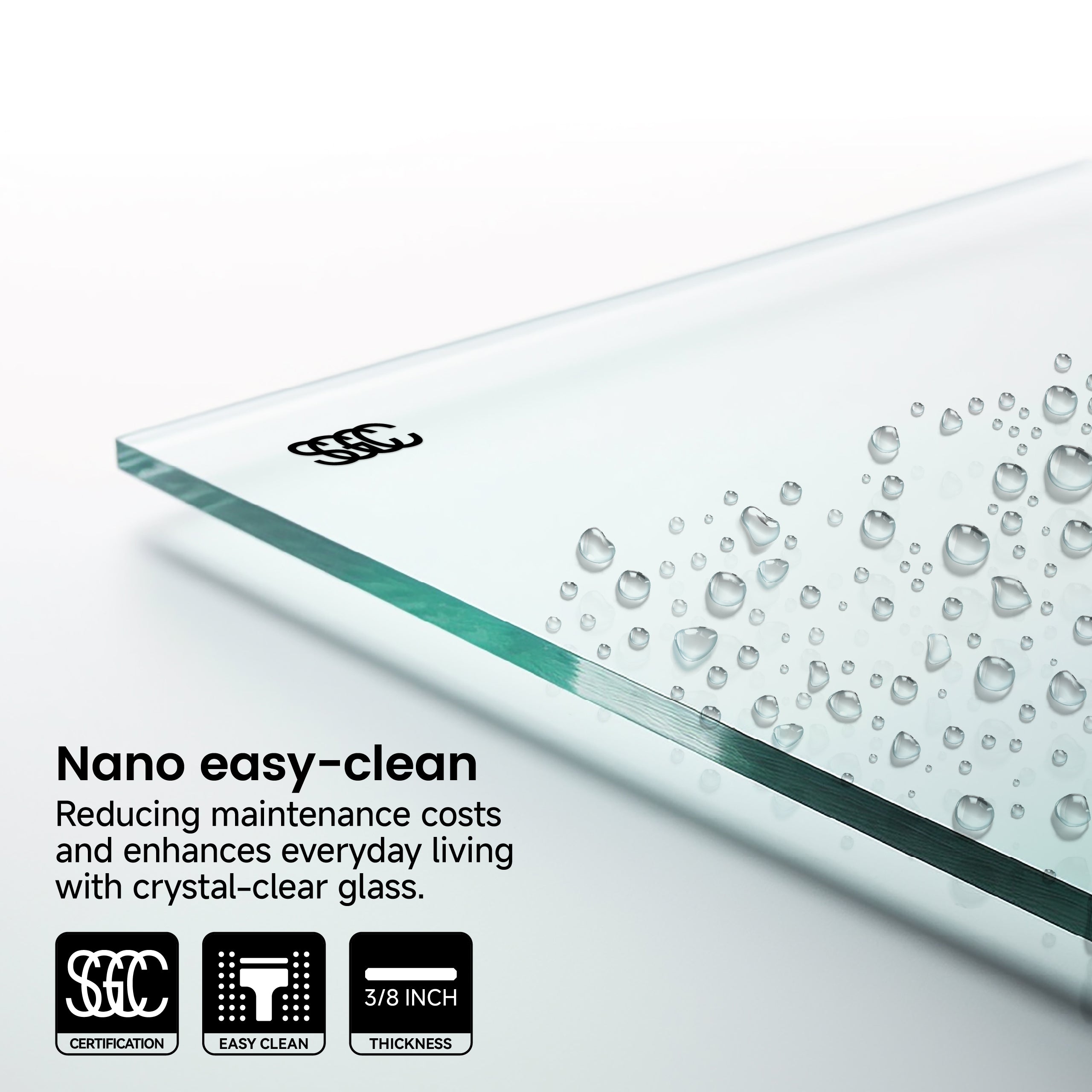 48 x 76 in frameless double sliding shower door detail view 3