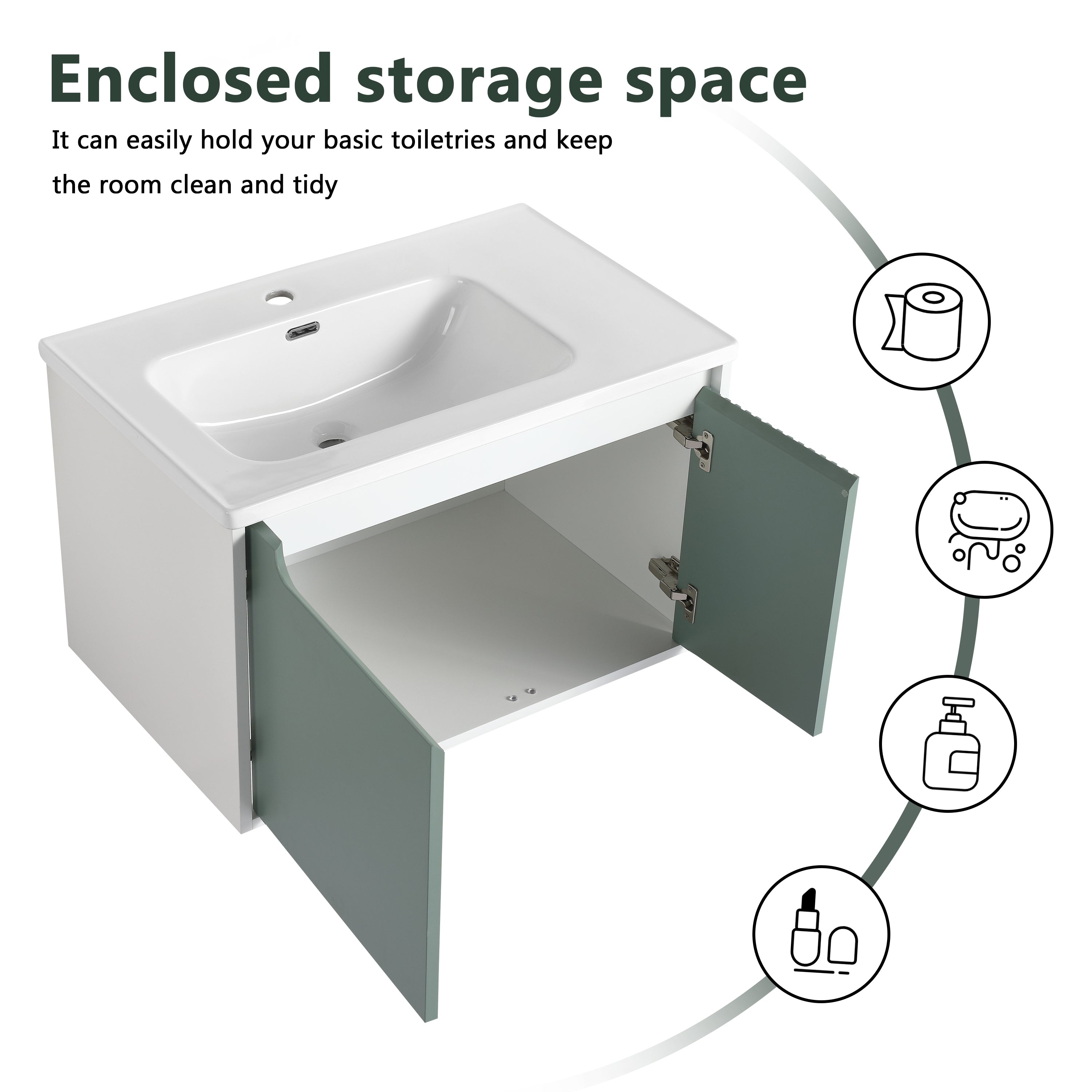 Floating Bathroom Vanity with Sink 32 Inch for  Bathroom, Bathroom Vanity with Soft Close Door,