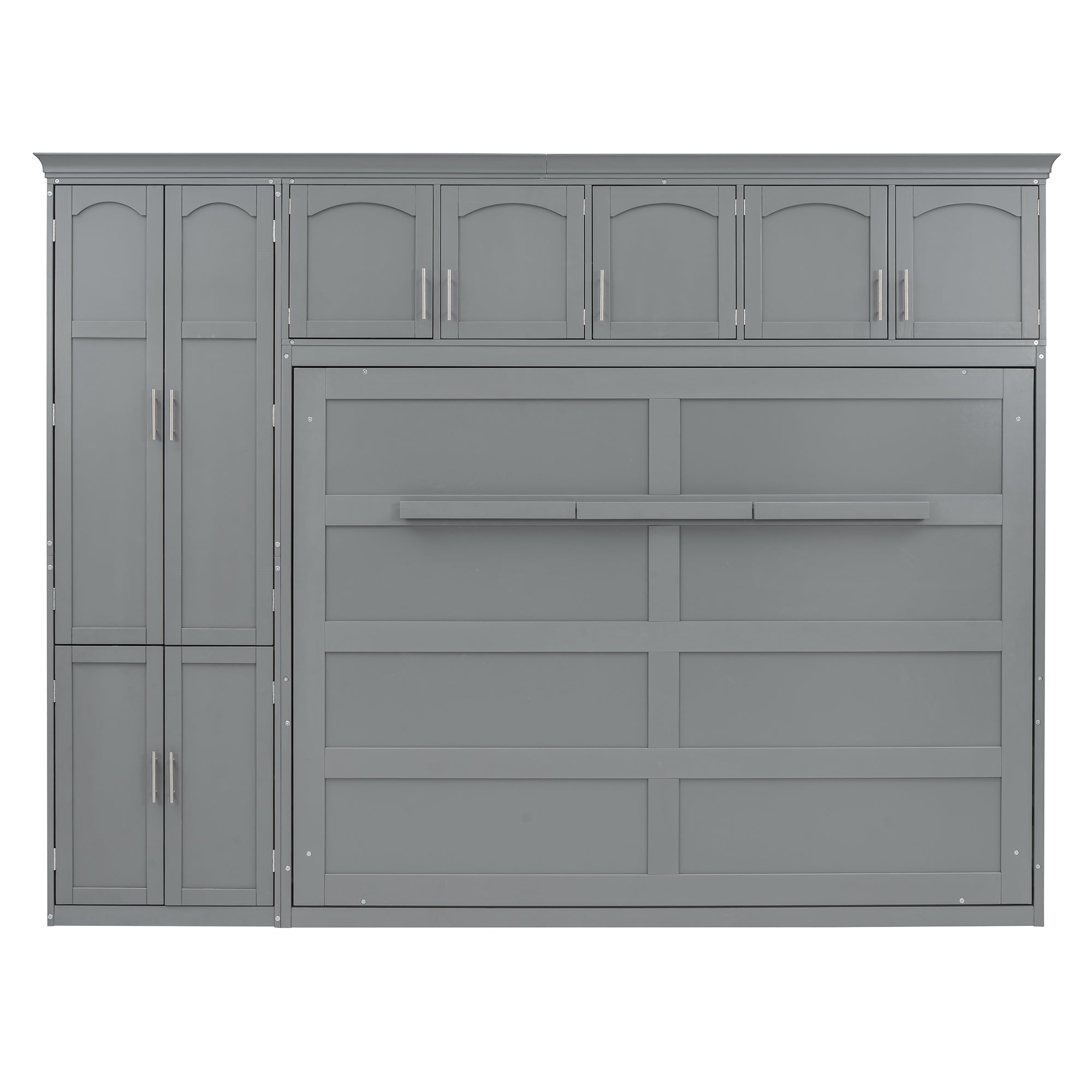 Queen Size Murphy Bed Wall Bed with Cabinets,Gray