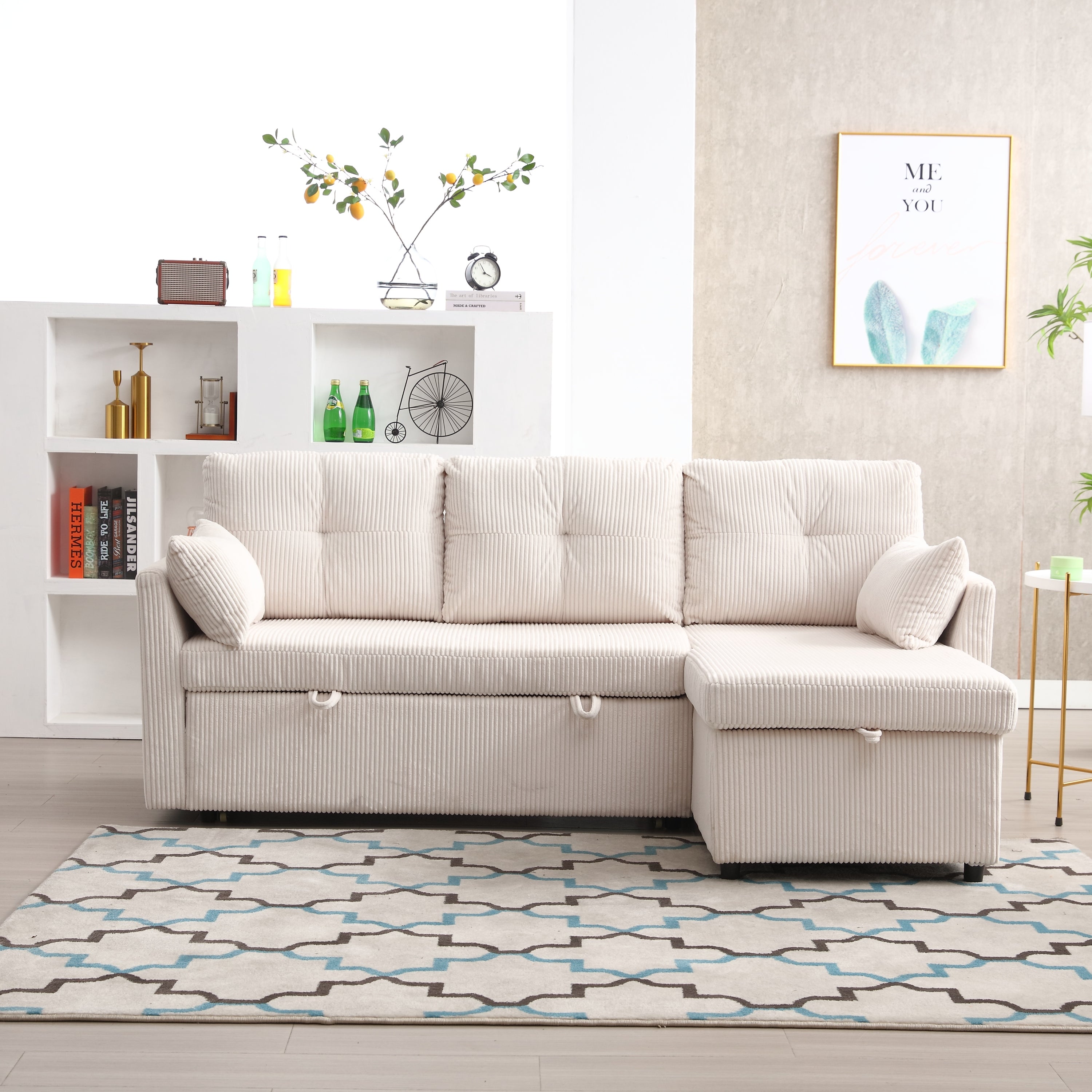 UNITED WE WIN-Furniture, modular L-shaped sofa, modular long sofa with reversible chaise lounge, Sofa bed, Sleeper sofa, modular sofa combination with storage seats.