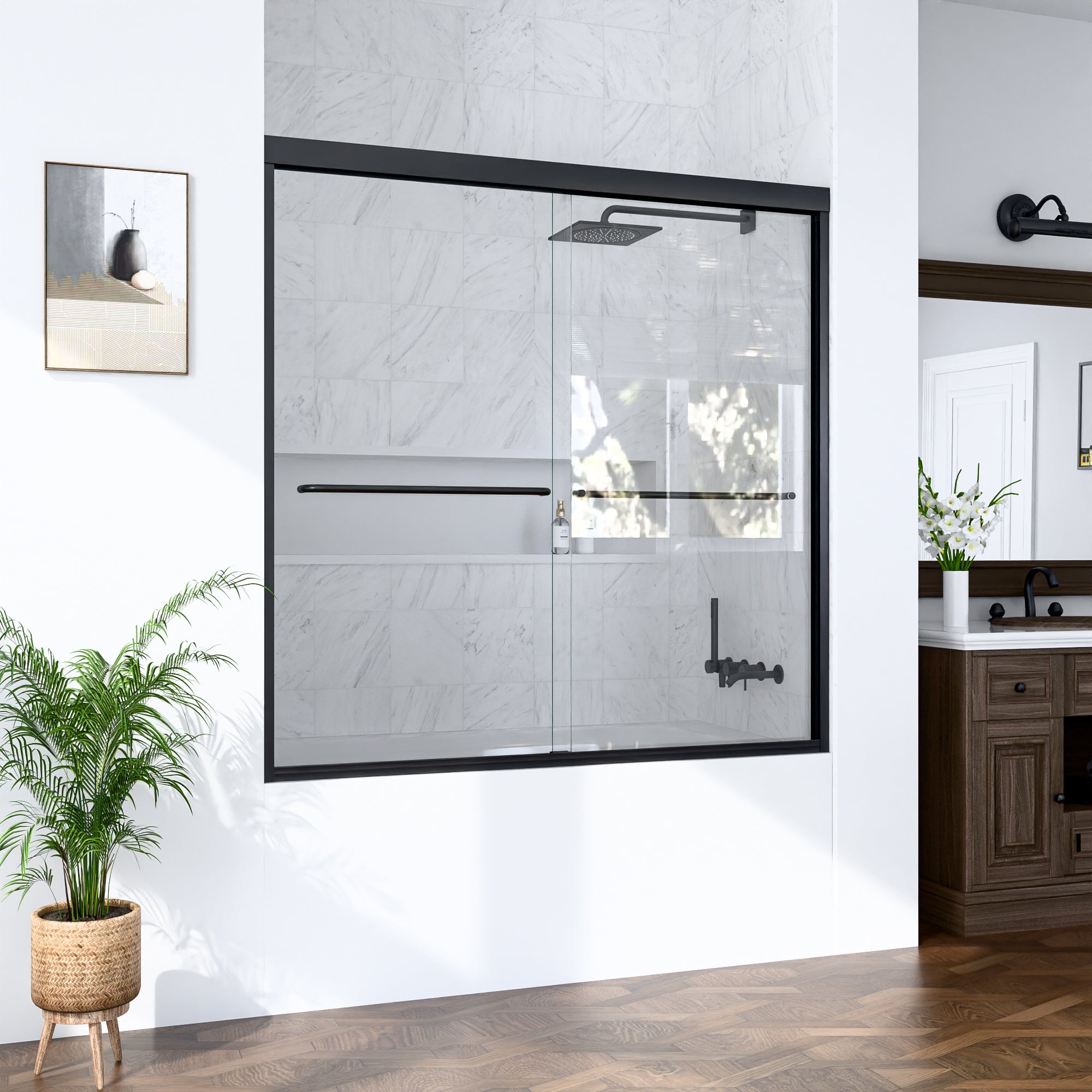 56-60 x 60 in Semi-Frameless Sliding Tub Door view 2