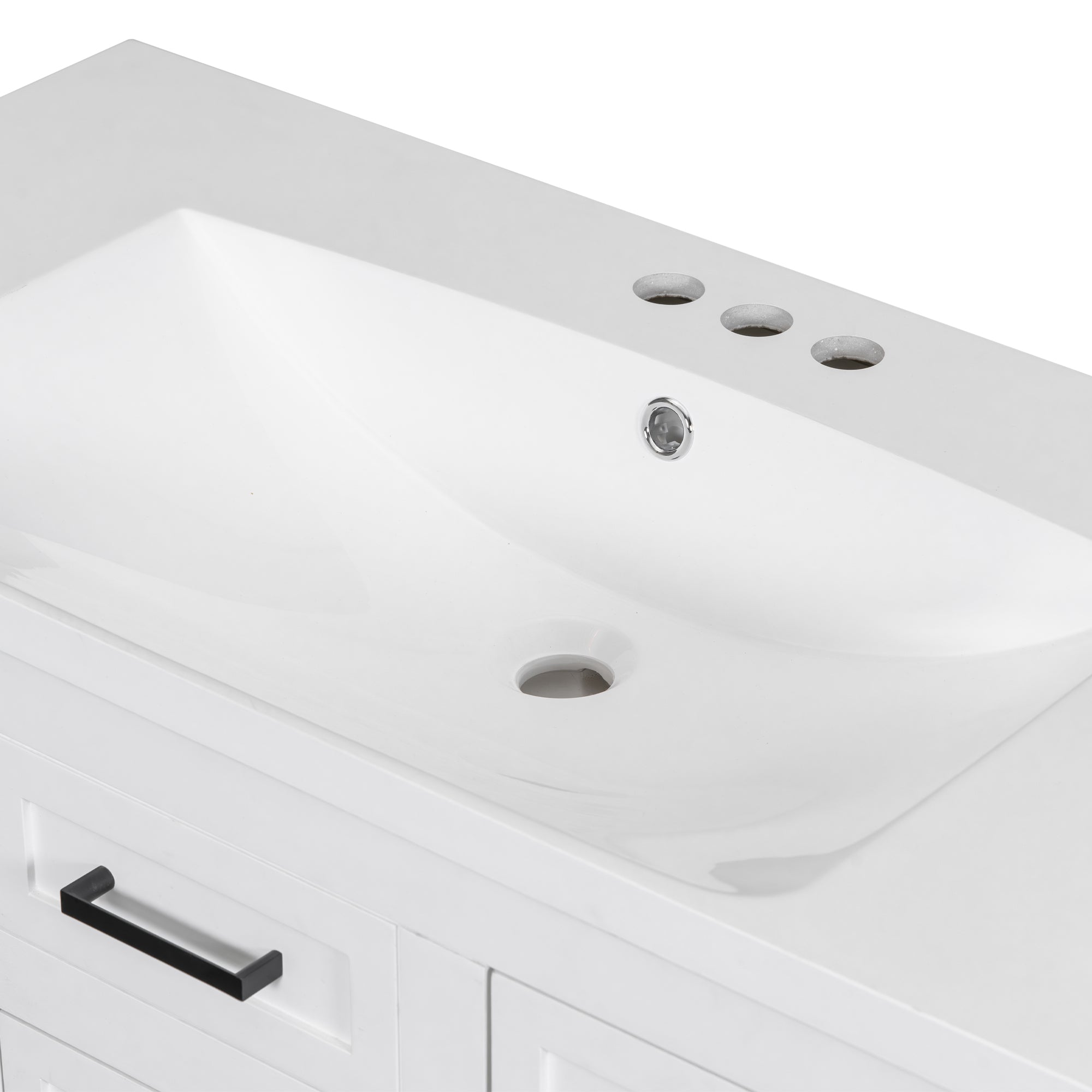 36" Bathroom Vanity Cabinet with Resin Integrated Sink - 4 Drawers, 2 Doors