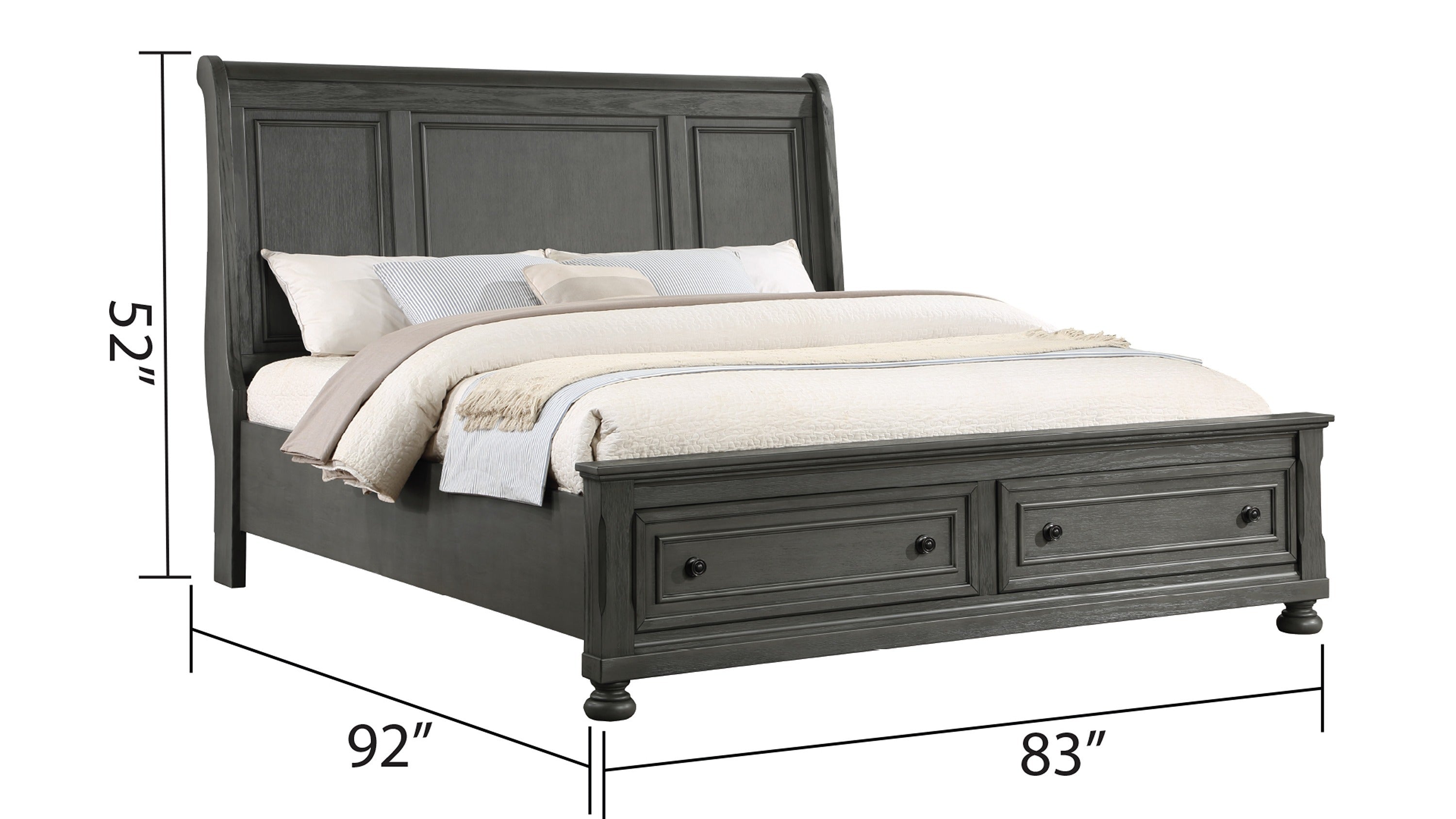 Modern Style King Bed Made with Wood & Rustic Gray Finish