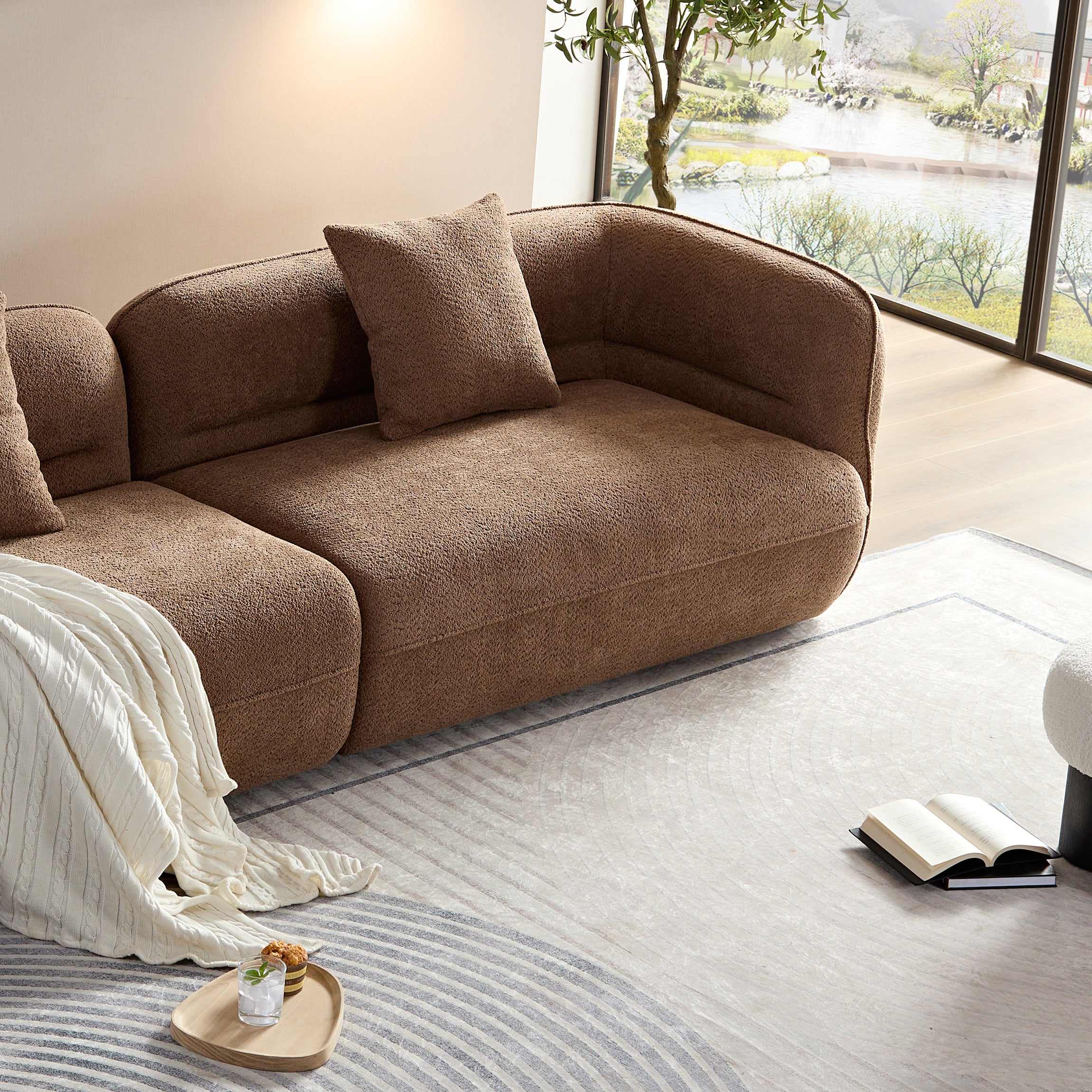 WKS11CZ Camel sofa, durable fabric, solid wood frame, high density sponge filler