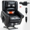 Power Lift Recliner Chair Heat Massage Dual Motor Infinite Position Up to 350 LBS, Genuine Leather, Heavy Duty Motion Mechanism with USB Ports, Black