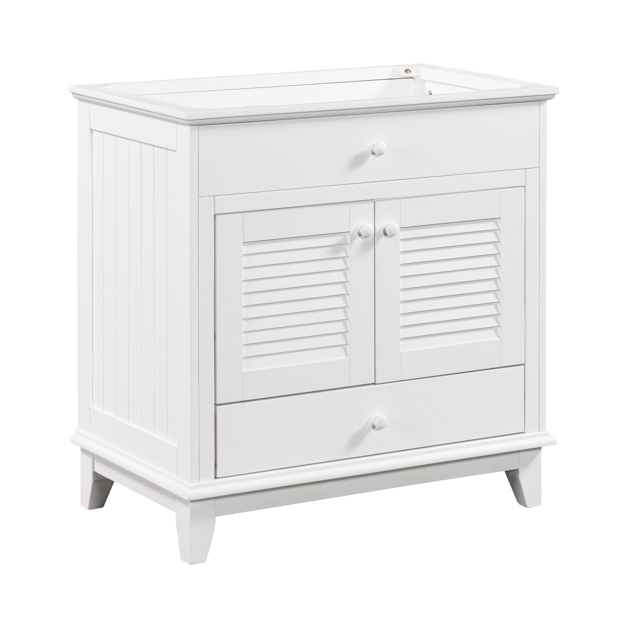 30" Bathroom Vanity Base without Sink, Bathroom Cabinet with Two Doors and One Drawer, White