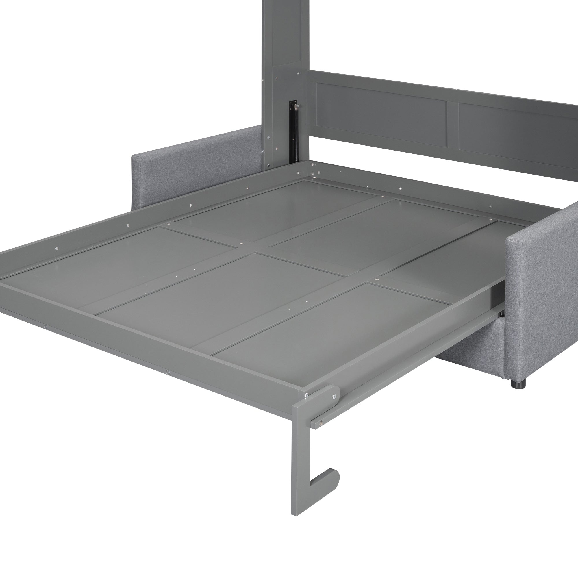 Queen Size Murphy Bed Wall Bed with Cushion,Gray