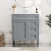 30-inch modern bathroom vanity with top sink, angled view
