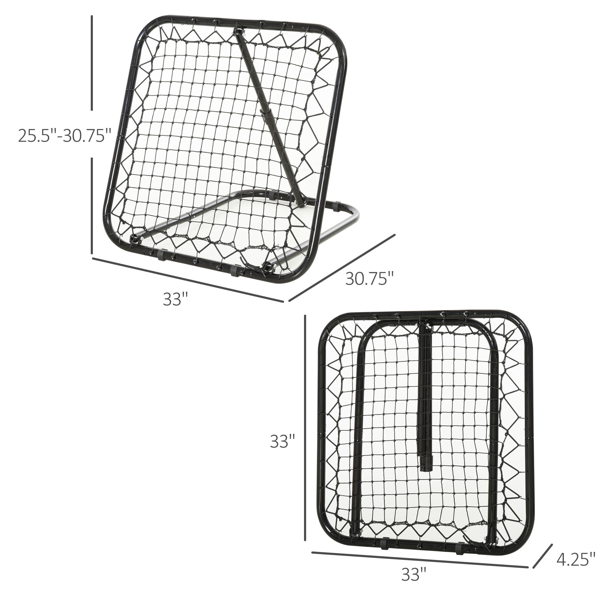 Soozier Soccer Rebounder Net, 3' x 3', Angle Adjustable Portable Training Goal Net with Quick Folding Design, Sturdy Metal Tube