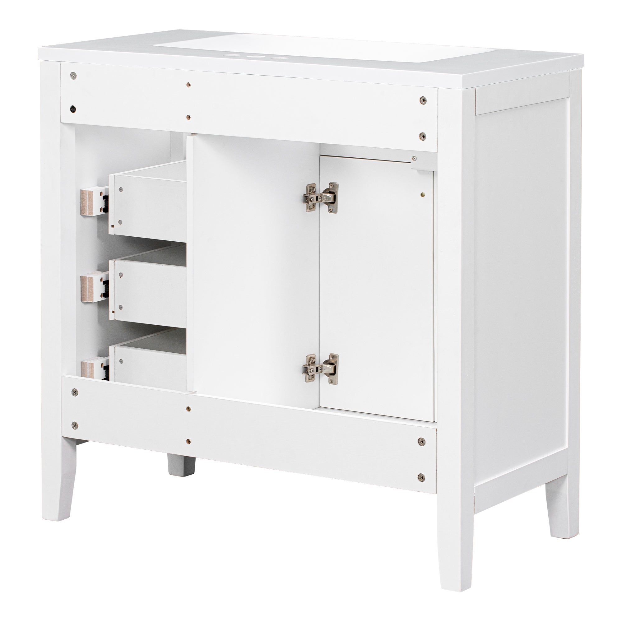 36" Bathroom Vanity with Sink Combo, White Bathroom Cabinet with Drawers, Solid Frame and MDF Board (Old Sku:JL000007AAK)