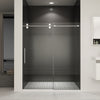 56"-60"W x 76"H Frameless Shower Door, Sliding Shower Door, with Premium 3/8"(10mm) Thick Tempered Glass Shower Enclosure ,Double Side Easy Clean Coat,Chrom Finished With Buffer