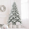 5FT PE&PVC Flocked Artificial Christmas Tree ,With 768 branch tips and metal stand,Foldable Fake Tree with Realistic Snowy Foliage for Home Decoration