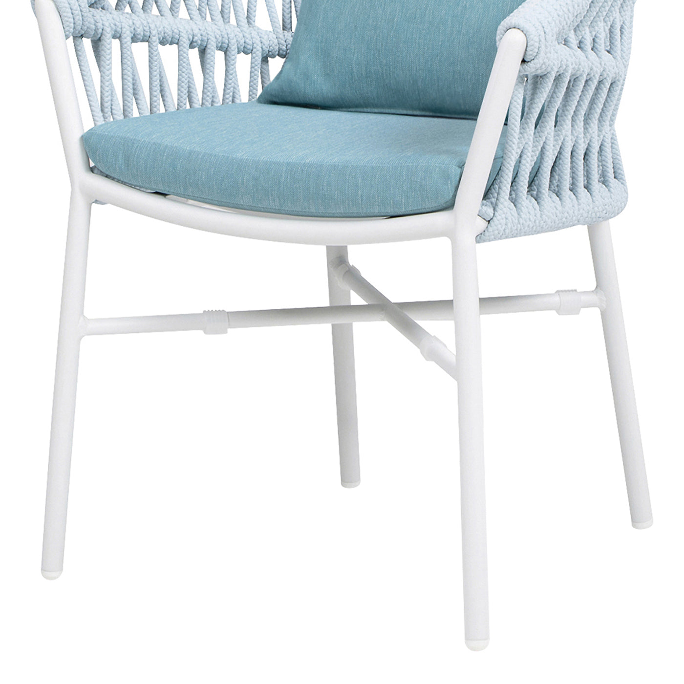 Maiden 24" Barrel Back Aluminum & Rope Outdoor Patio Dining Chair, Set of 2, Sky Blue Sunproof Olefin