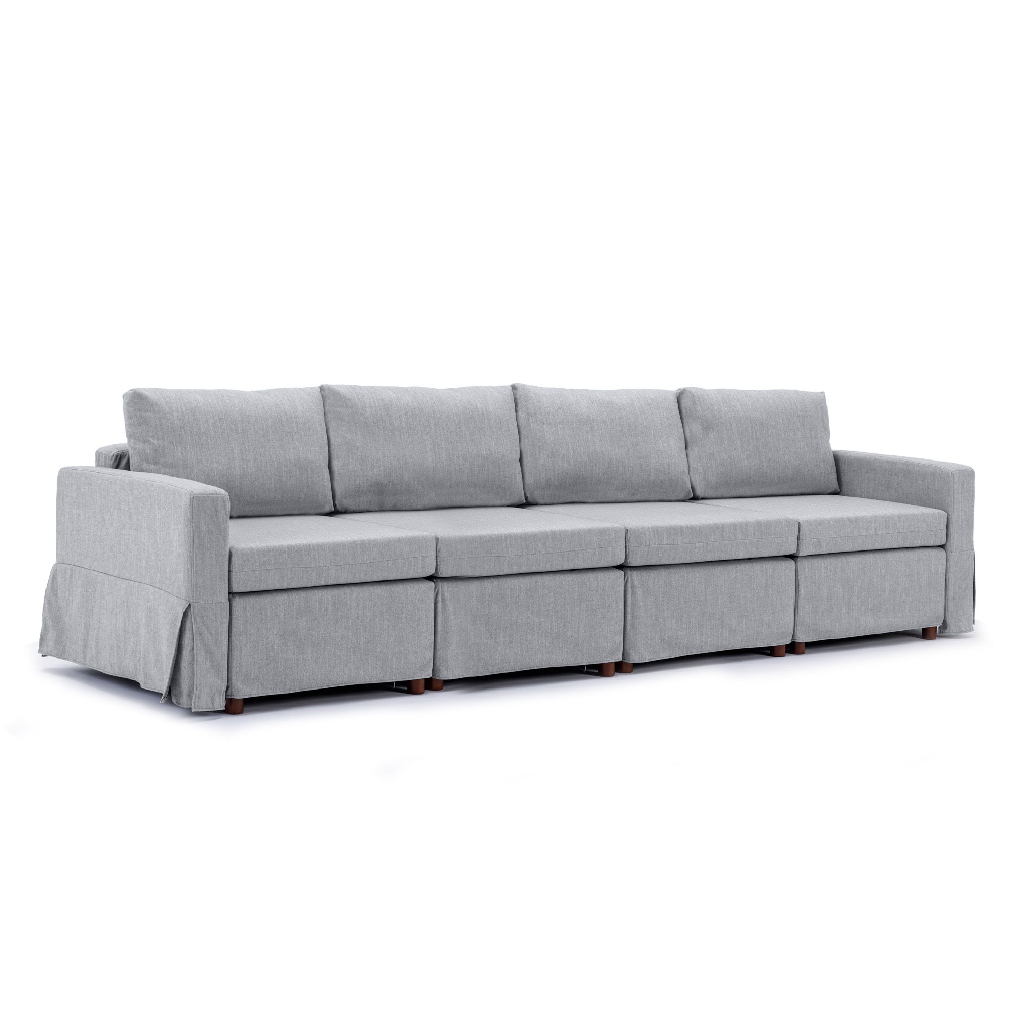 4 Seat Module Sectional Sofa Couch With 1 Ottoman,Seat Cushion and Back Cushion Removable and Washable,Light Grey