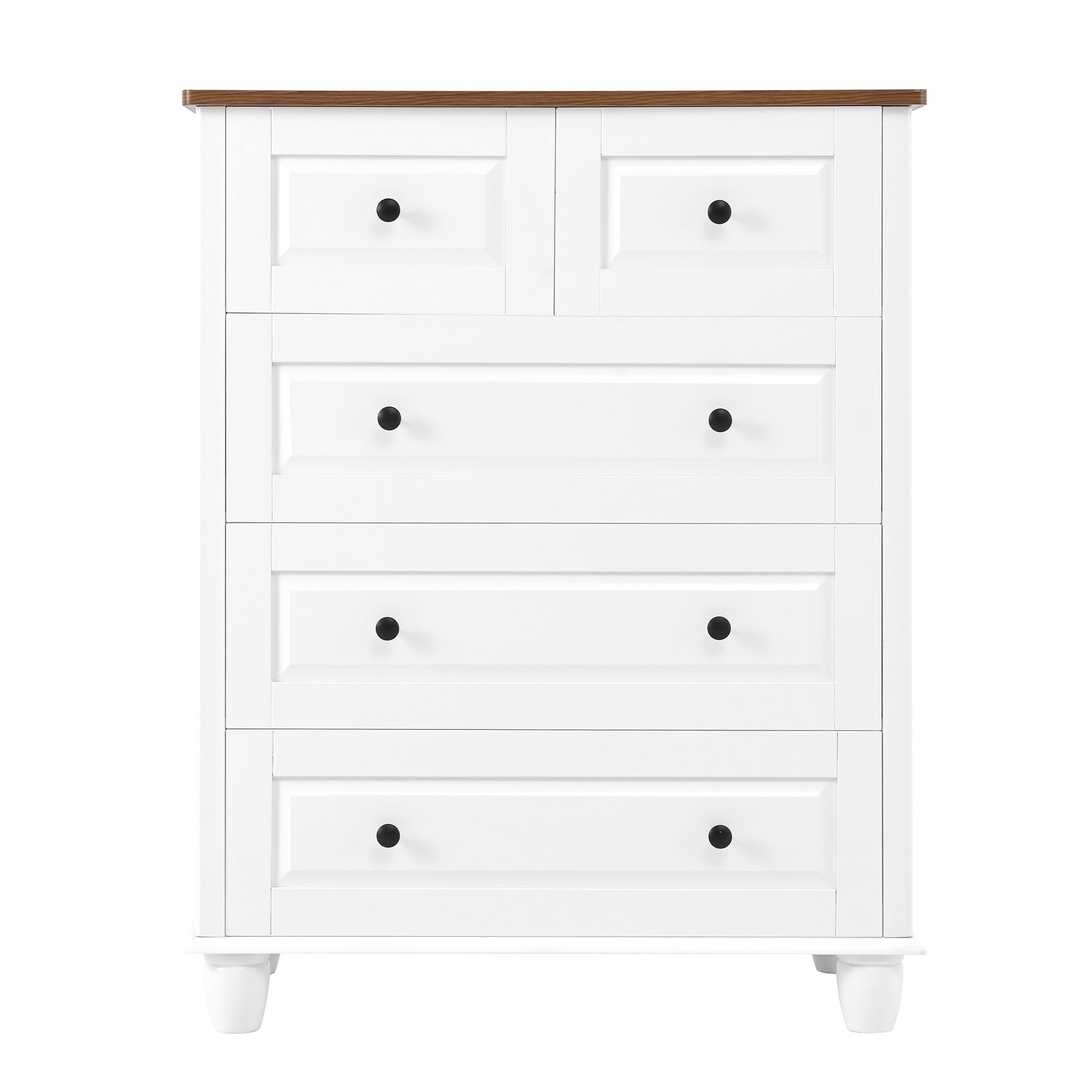 White wood storage chest of drawers, side profile