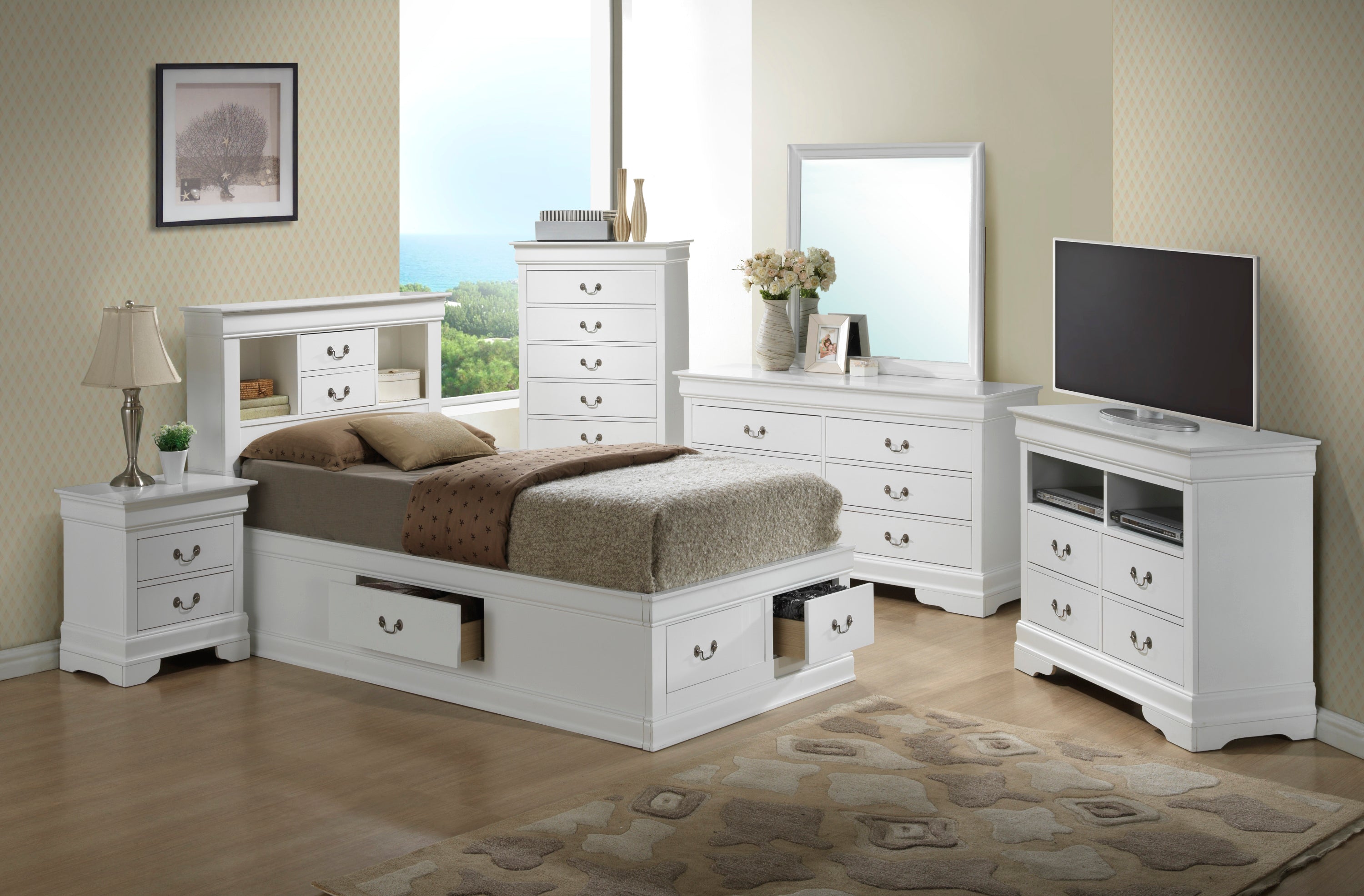 Elegant White Twin Storage Bed Design