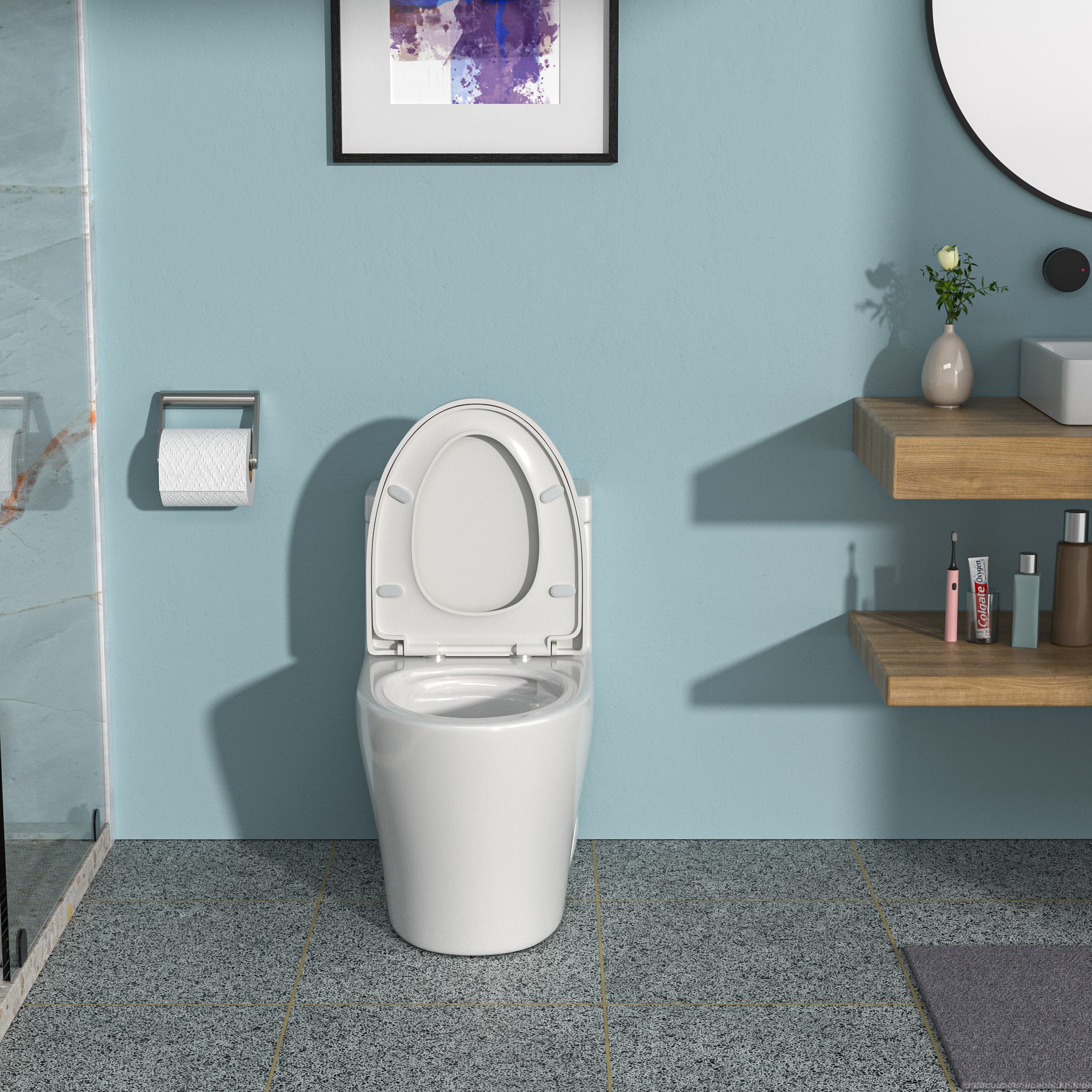 Ceramic One Piece Toilet,Dual Flush with Soft Clsoing Seat