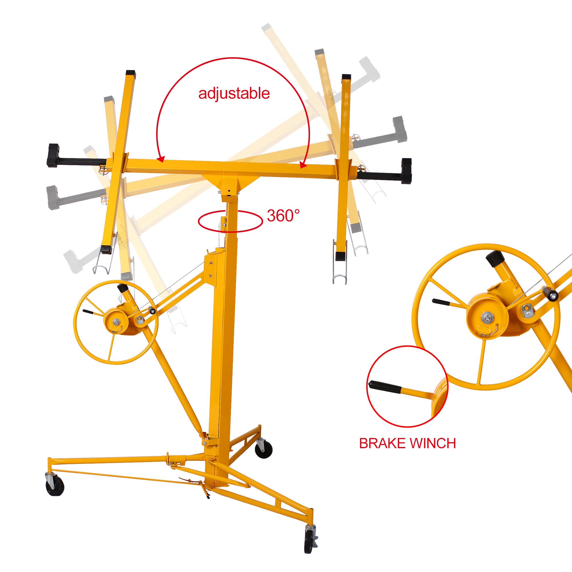 Drywall Panel hoist Drywall Lift Rolling Panel Hoist Jack Lifter 16ft yellow color