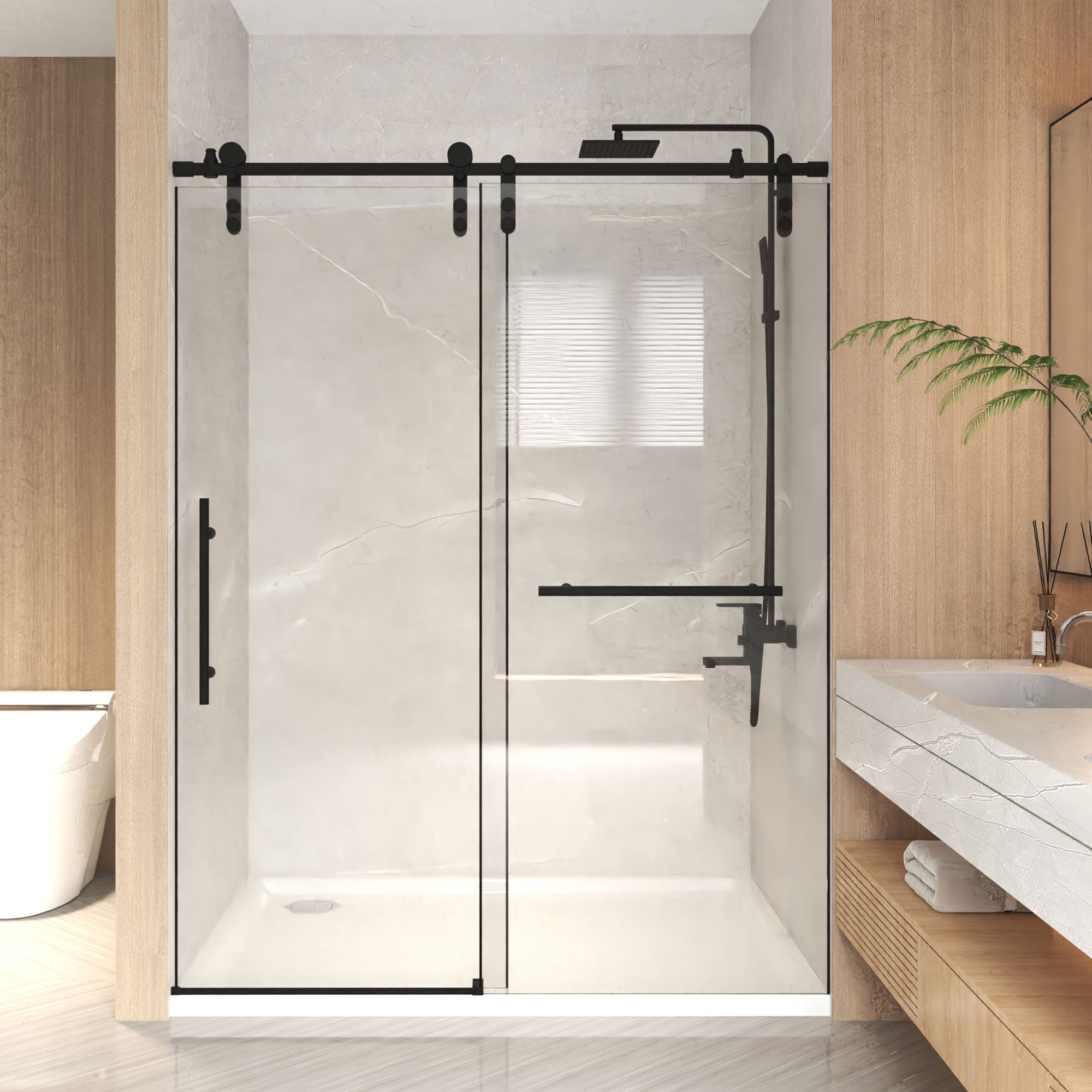 44-54 x 76 in Frameless Sliding Shower Door view 1