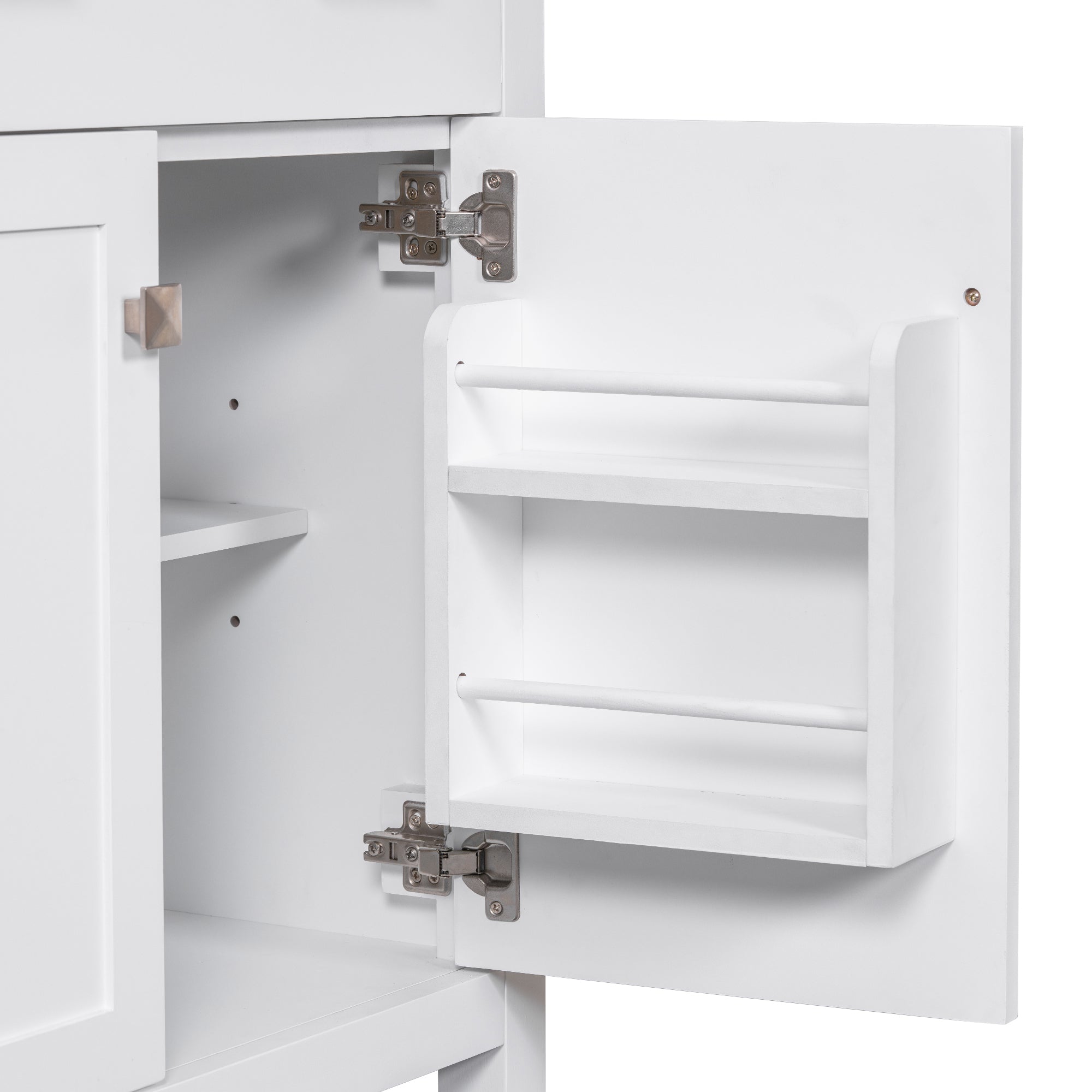 30-inch Bathroom Vanity with Ceramic Sink, Modern White Single Bathroom Cabinet with 2 Doors and a Shelf, Soft Close Doors