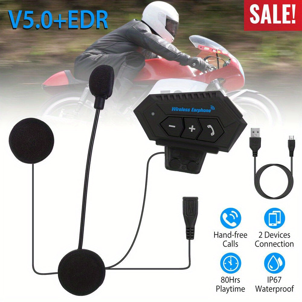 Motorcycle Helmet Wireless Earphone Speaker Motorcycle Waterproof Black Headphones