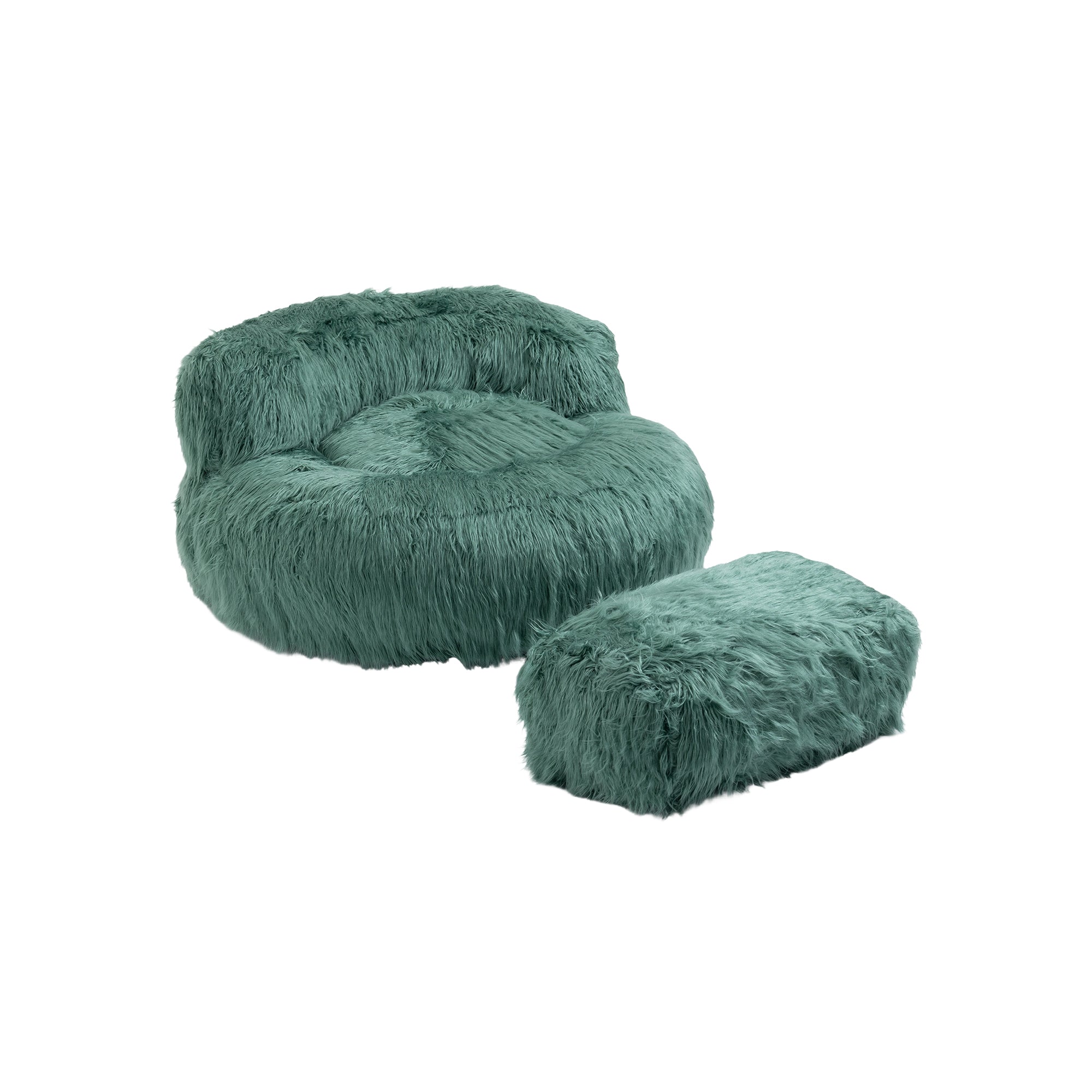 COOLMORE Bean Bag Chair, Floor Sofa with Handle,Accent Sofa Chair with Ottoman for Gaming Reading Relaxing (Mint Green)