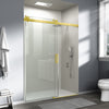 Frameless sliding shower door 56 to 60 inch gold finish front view