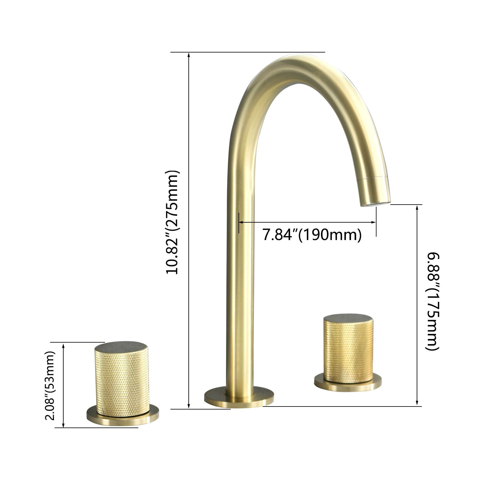 Two Handles Widespread 8 Inch Bathroom Faucet, Brushed Golden