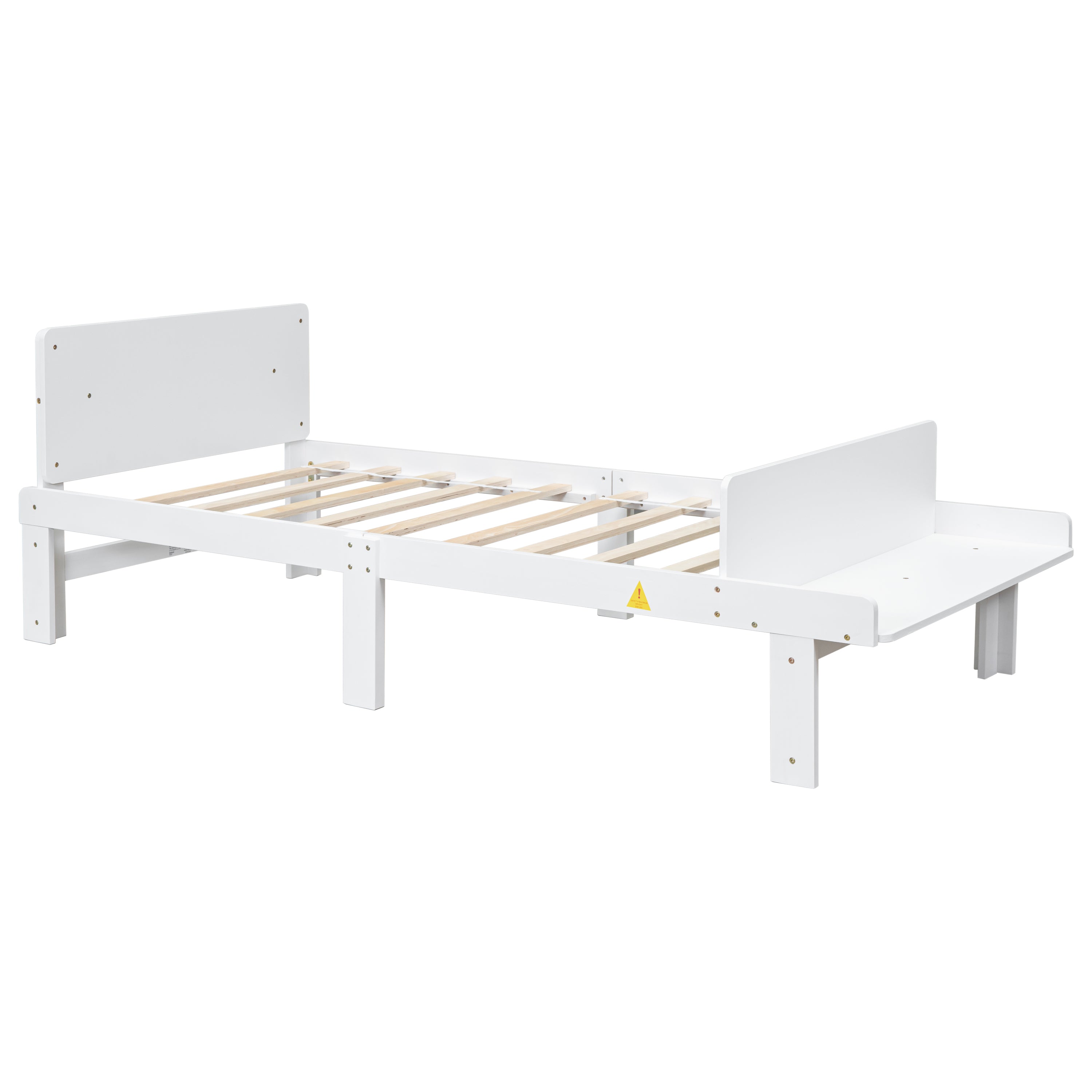 Twin Bed with Footboard Bench ,White