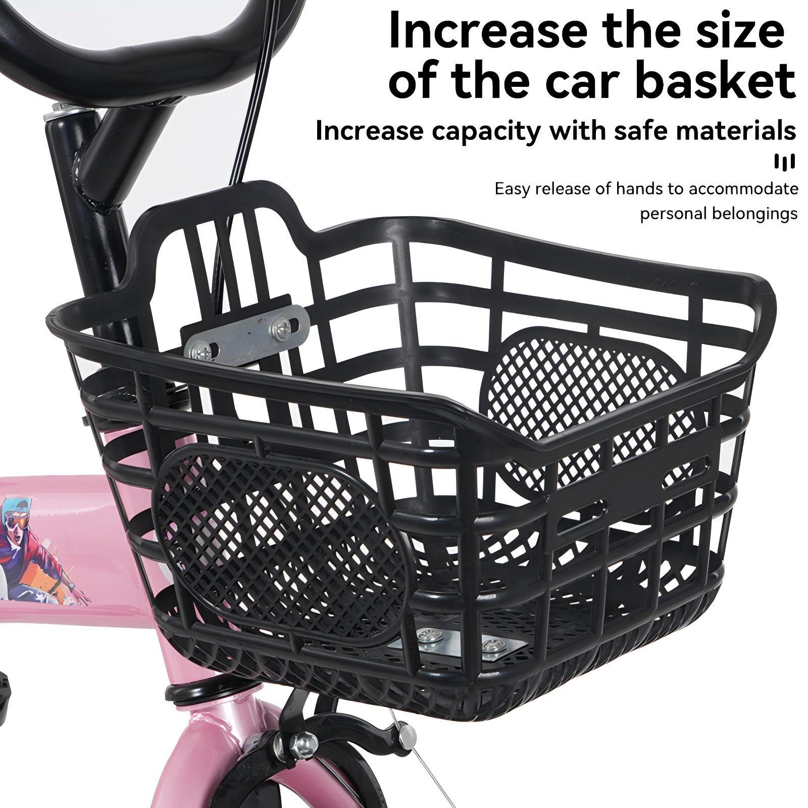 FKZNPJ 16 inch sporty kids bike with training wheels and stand Adjustable saddle Suitable for boys and girls aged 4-8 years tall Height 41-46 inches Available in a variety of colors