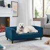 Pet sofa with backrest and armrests, modern rectangular pet sofa suitable for medium and large dogs, soft cushion comfortable dog sofa,--BLUE