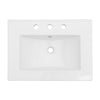 24"x18" White Rectangular Single Vanity Top with 3 Faucet Hole and Overflow(Sink Only)