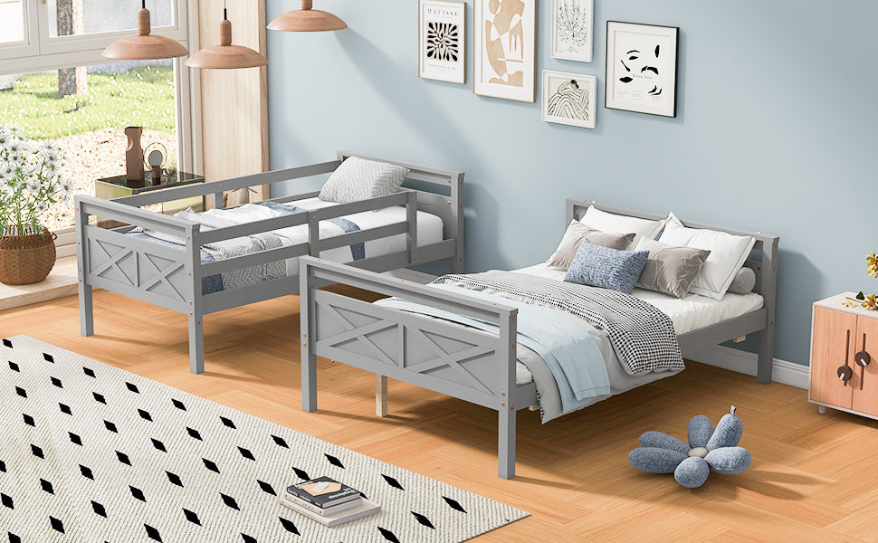 Solid pine bunk bed frame detail
