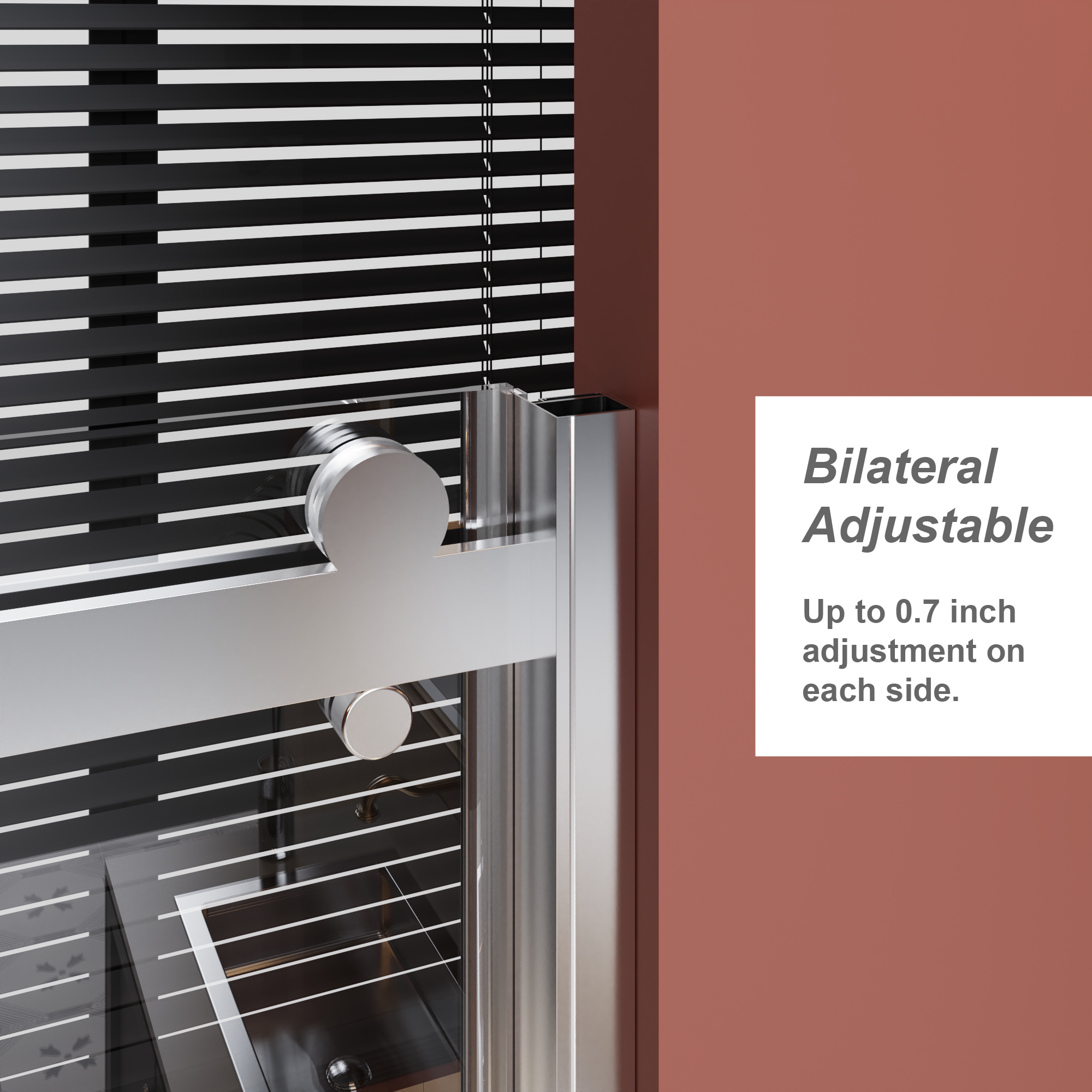 60 x 72 in Frameless Single Sliding Shower Door - 60 x 72 in / Chrome / Zinc Roller view 4