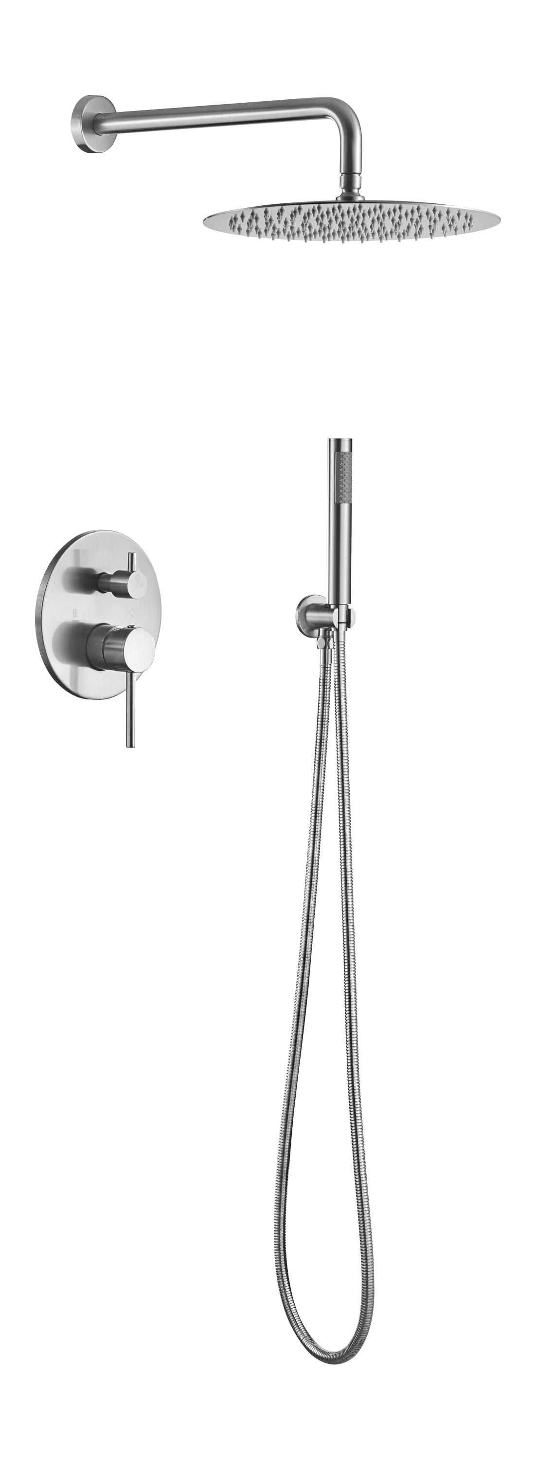 Shower System, Wall Mounted Shower Faucet Set for Bathroom with High Pressure 10" Stainless Steel Rain Shower head Handheld Shower Set, 2 Way Pressure Balance Shower Valve Kit, Brushed Gold