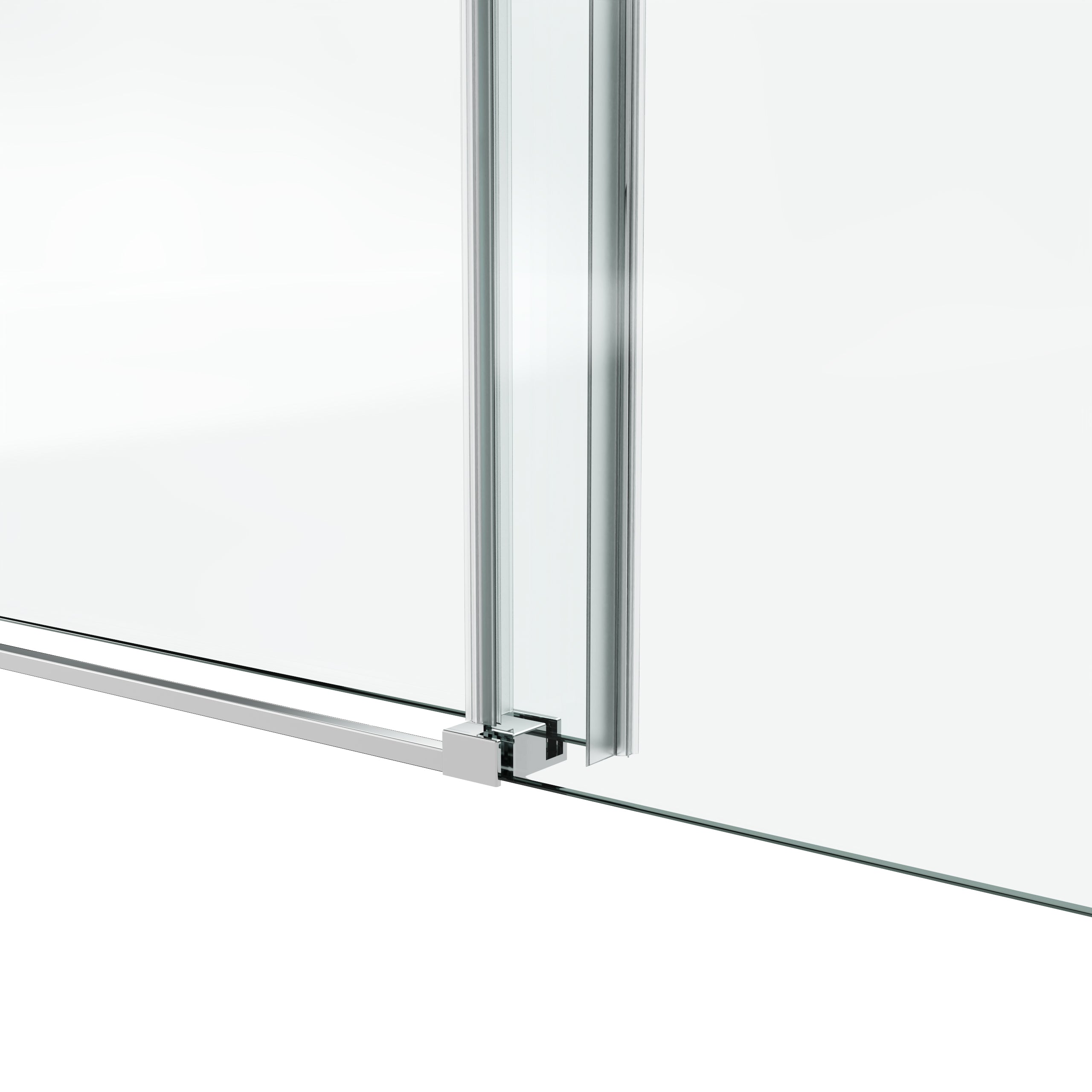 Sliding shower door 60x76 inch chrome square tube hardware detail