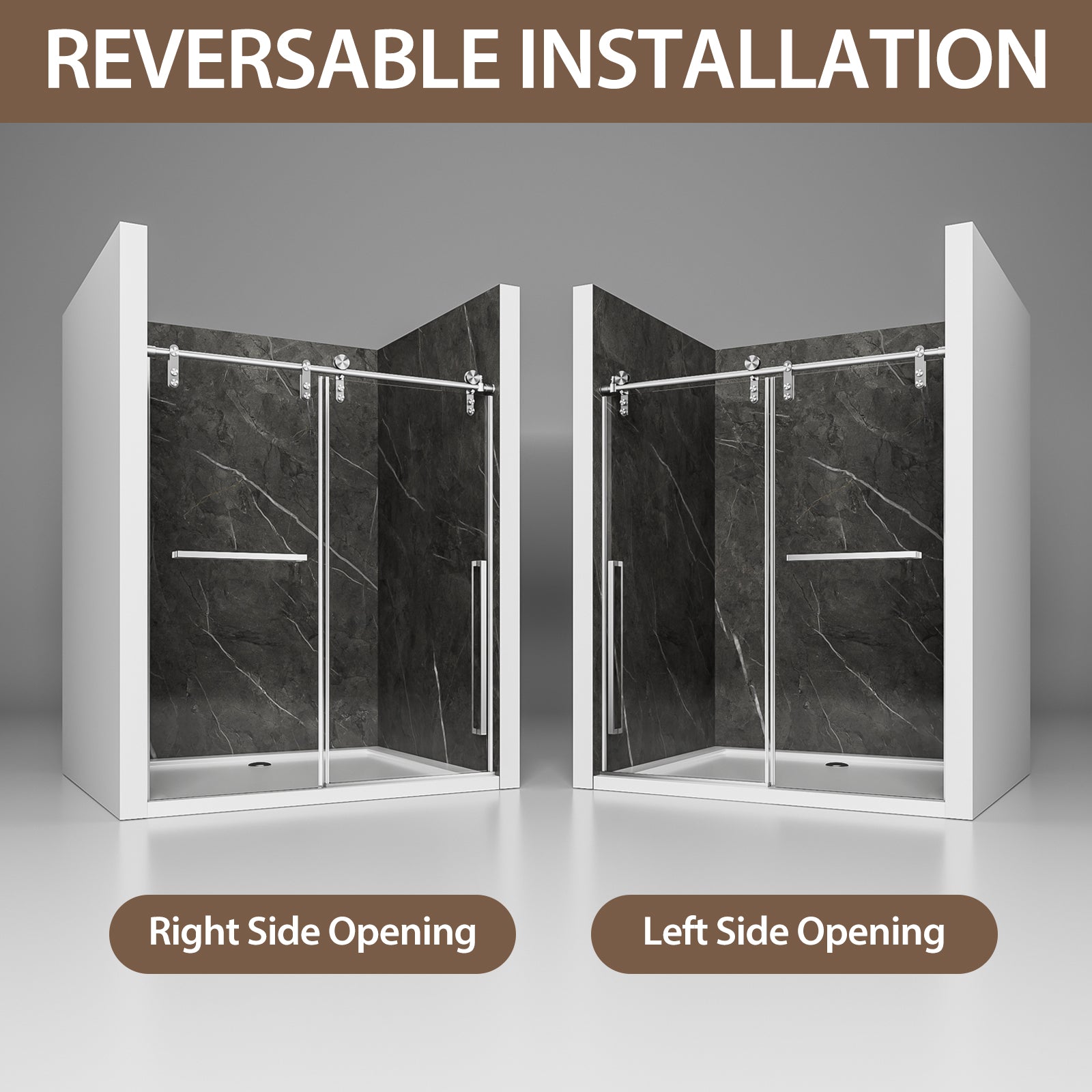 44-48 x 76 in Frameless Sliding Shower Door - 44-48 x 76 in / Brushed Nickel view 6