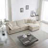 Free Combination Comfy Upholstery Modular Oversized L Shaped Sectional Sofa With Reversible Ottoman, Beige Chenille