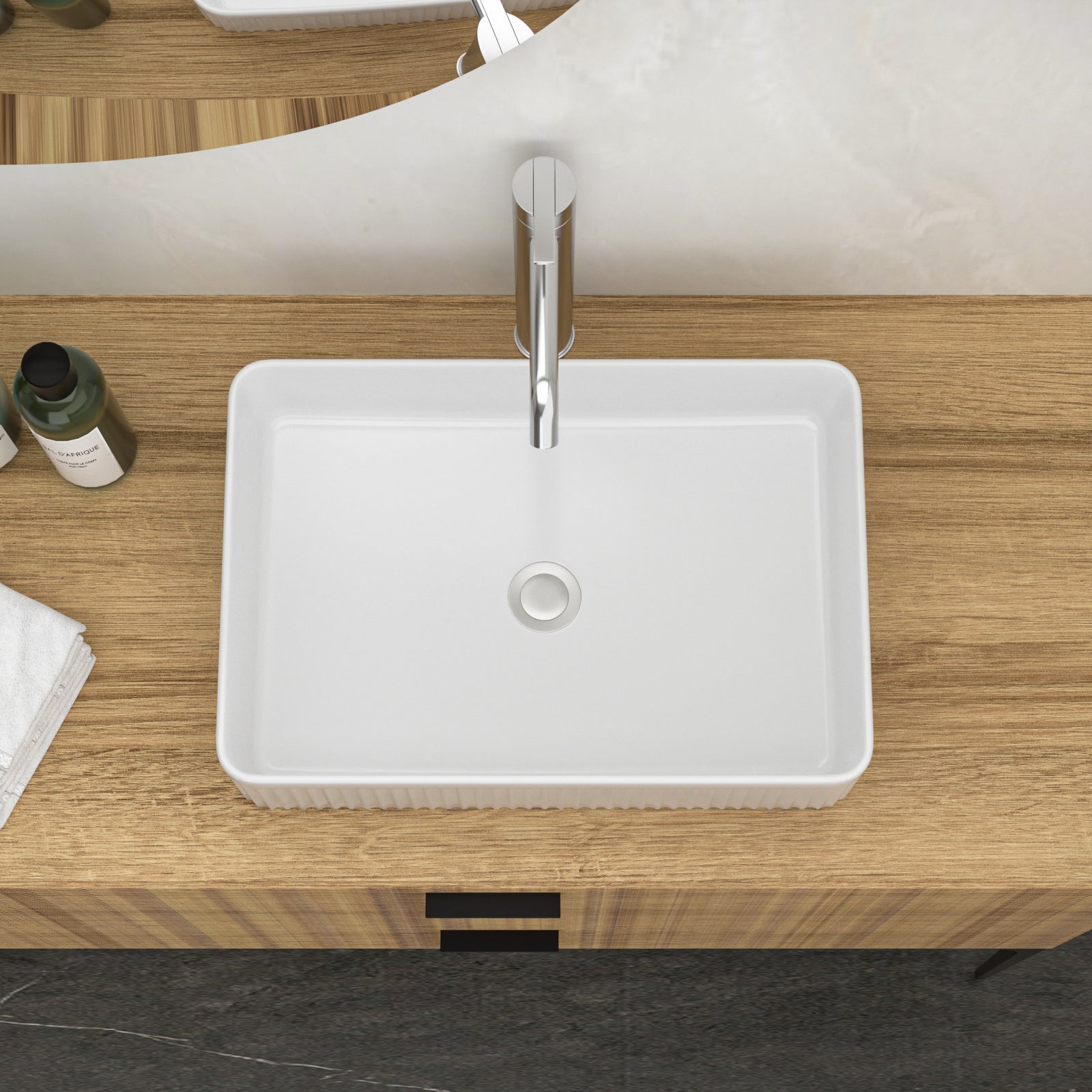 19.63"x13.69" White Ceramic Rectangular Vessel Bathroom Sink